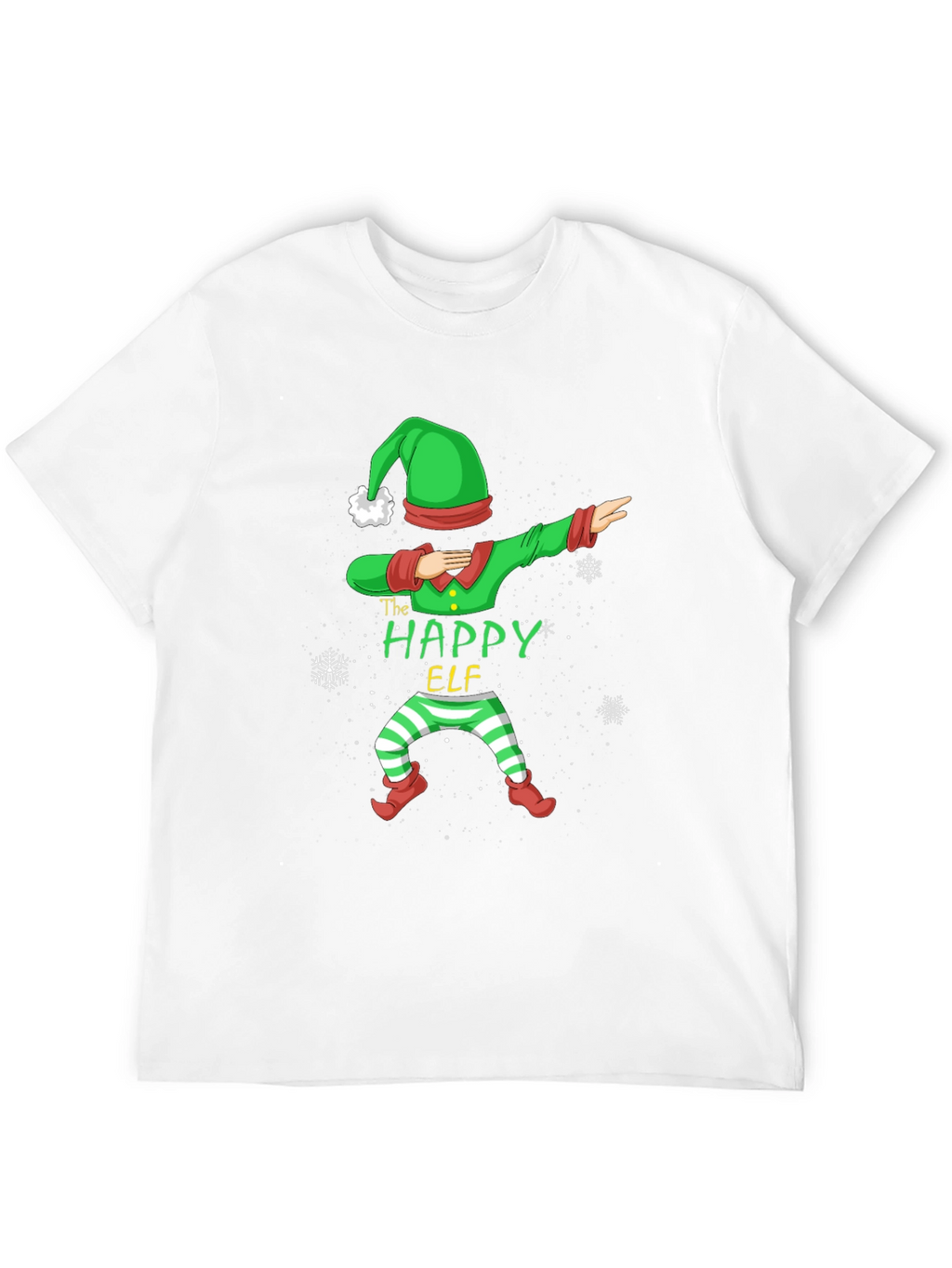 Happy Elf Dabbing Black T-Shirt Festive Holiday Tee