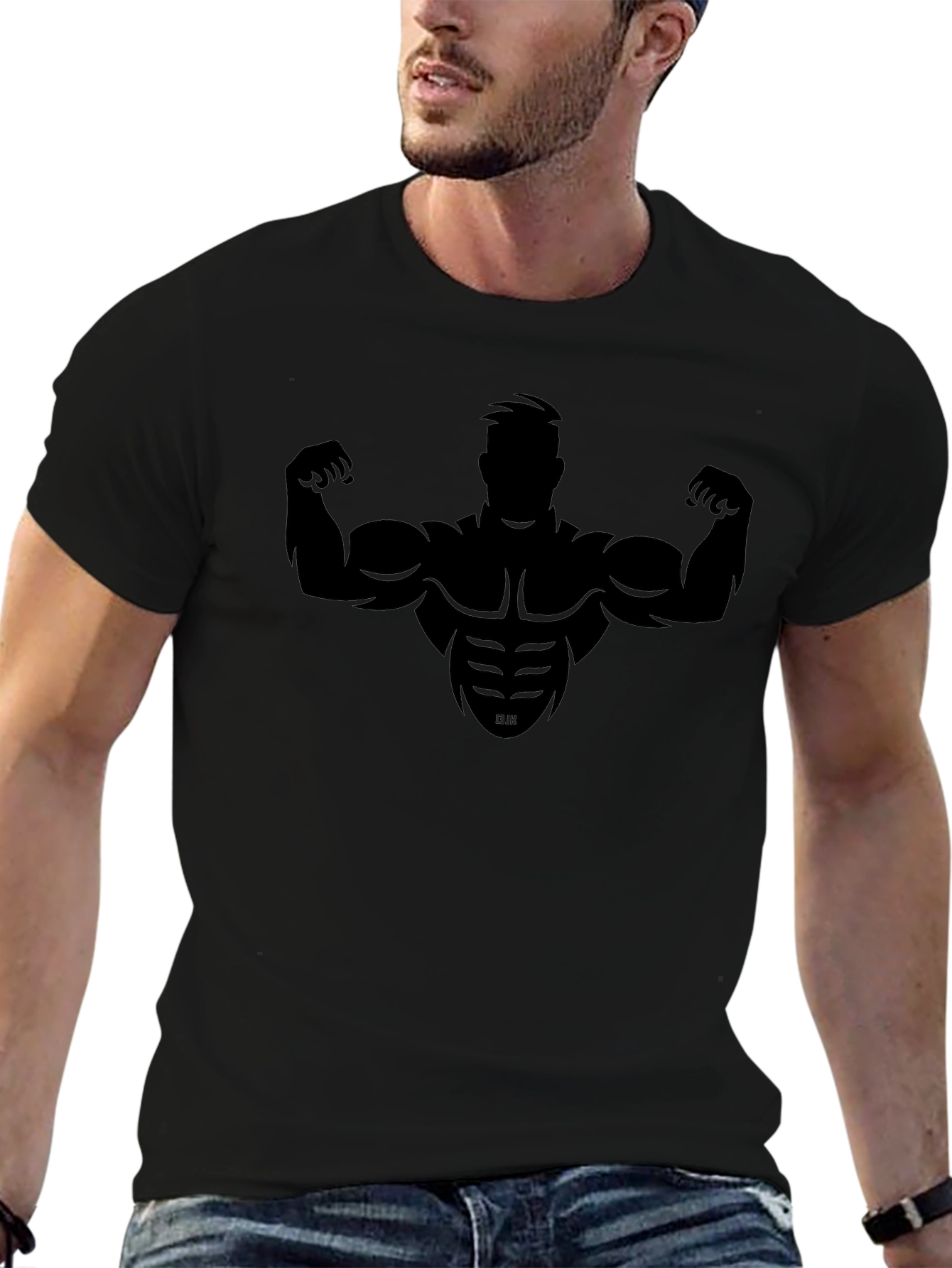 Bodybuilder Silhouette Black Graphic Tee - Fitness Apparel