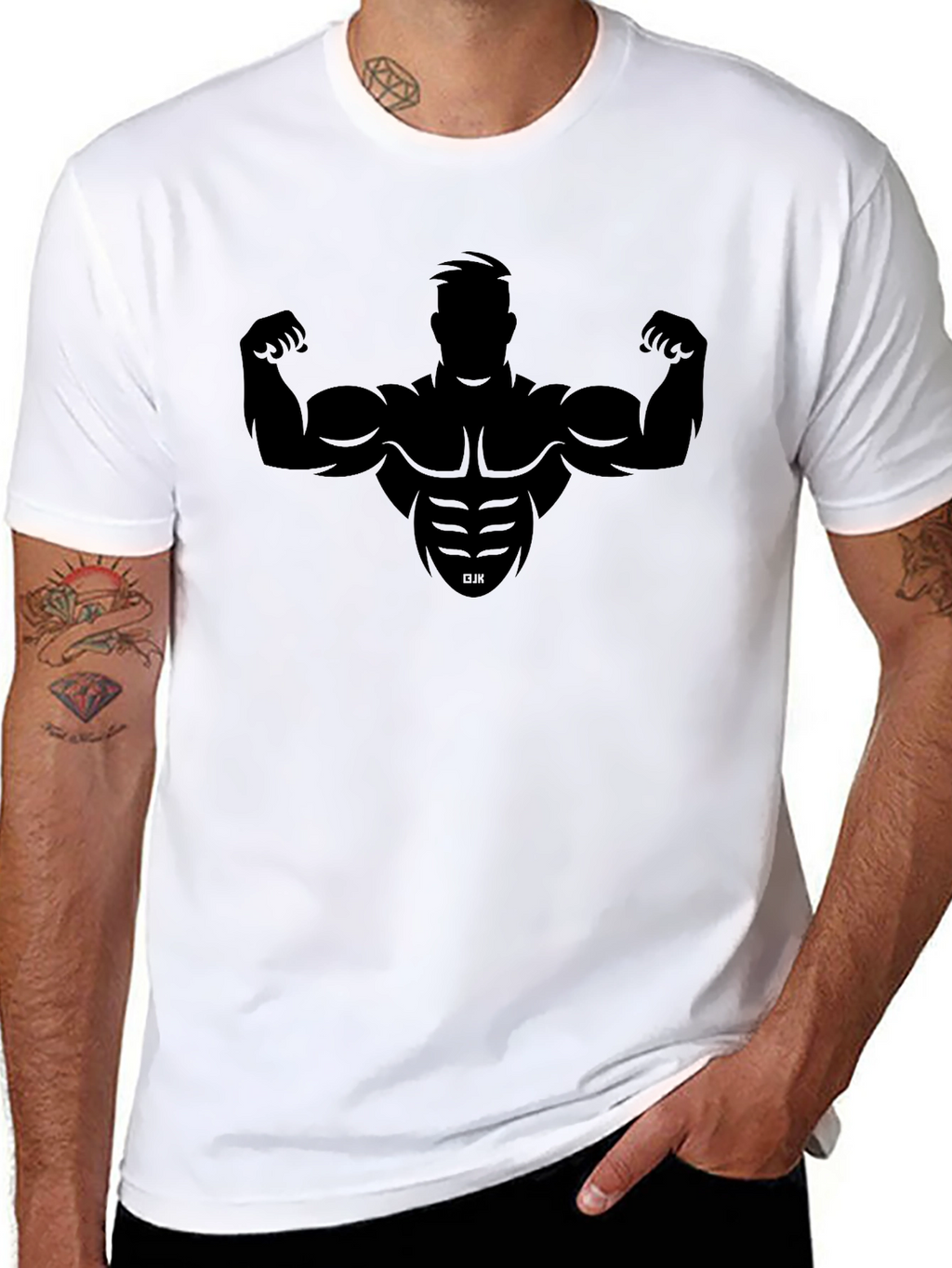 Bodybuilder Silhouette Black Graphic Tee - Fitness Apparel