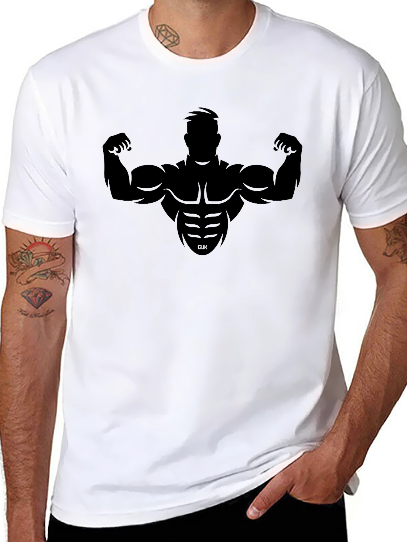 Bodybuilder Silhouette Black Graphic Tee - Fitness Apparel