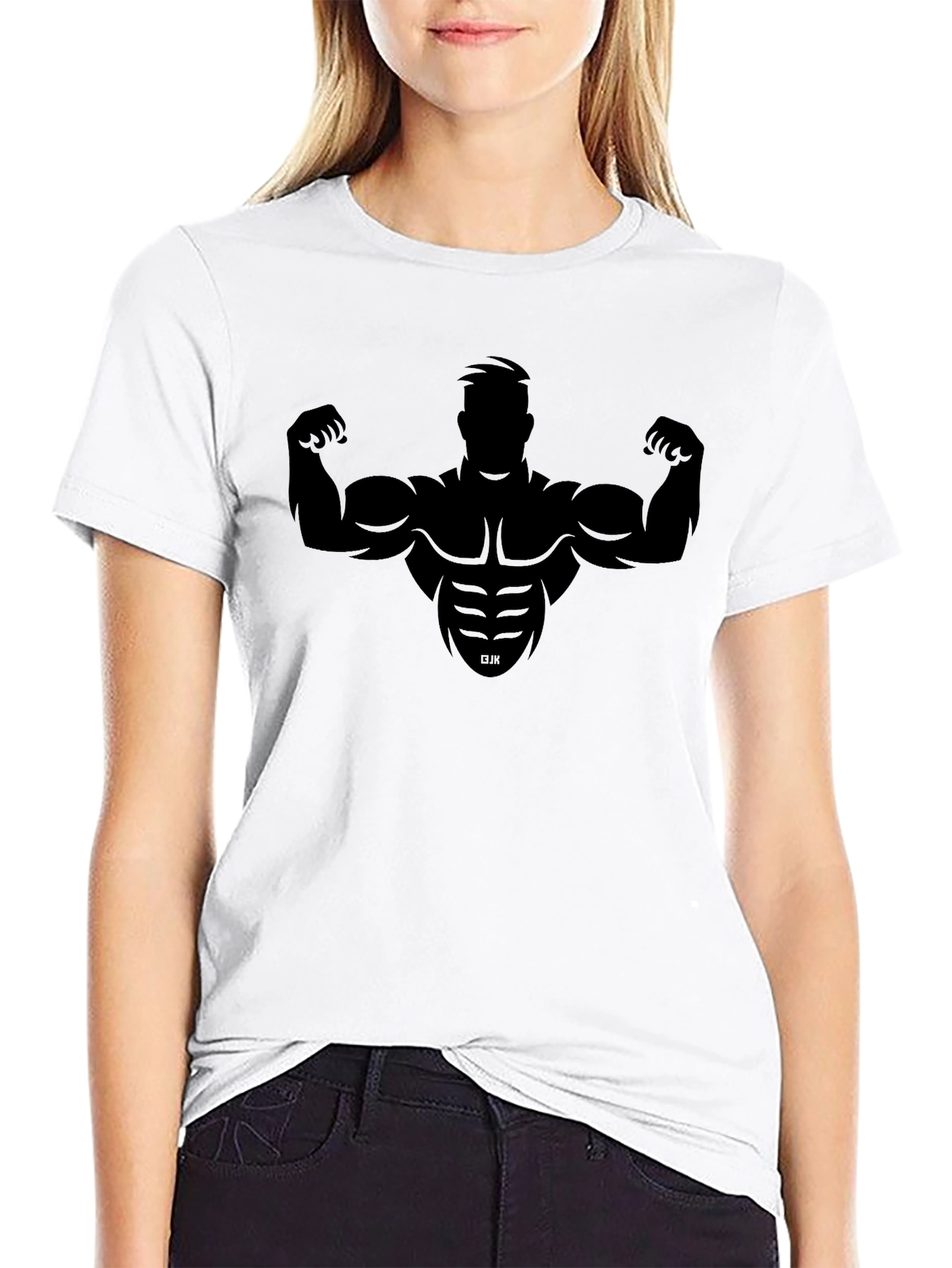 Bodybuilder Silhouette Black Graphic Tee - Fitness Apparel