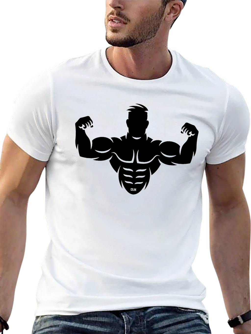 Bodybuilder Silhouette Black Graphic Tee - Fitness Apparel