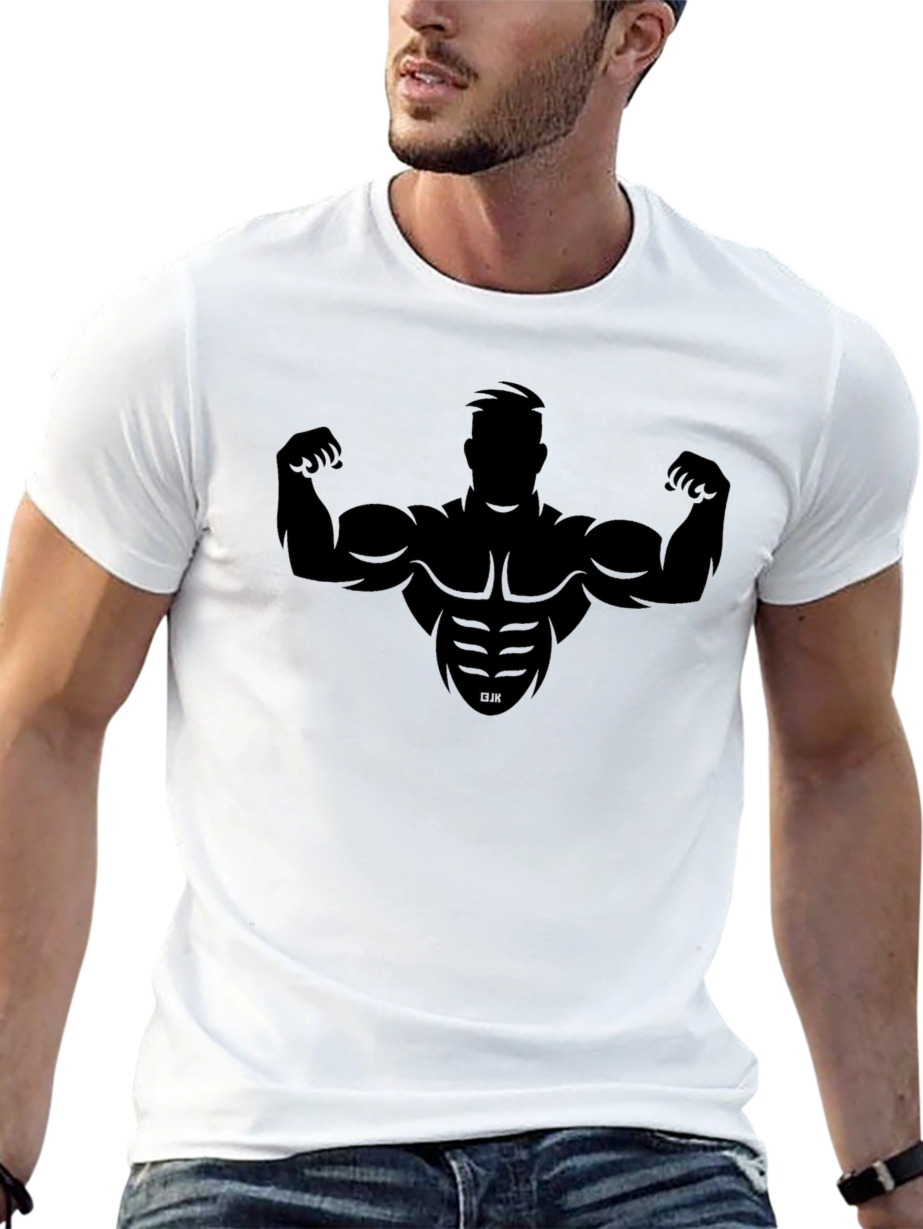 Bodybuilder Silhouette Black Graphic Tee - Fitness Apparel