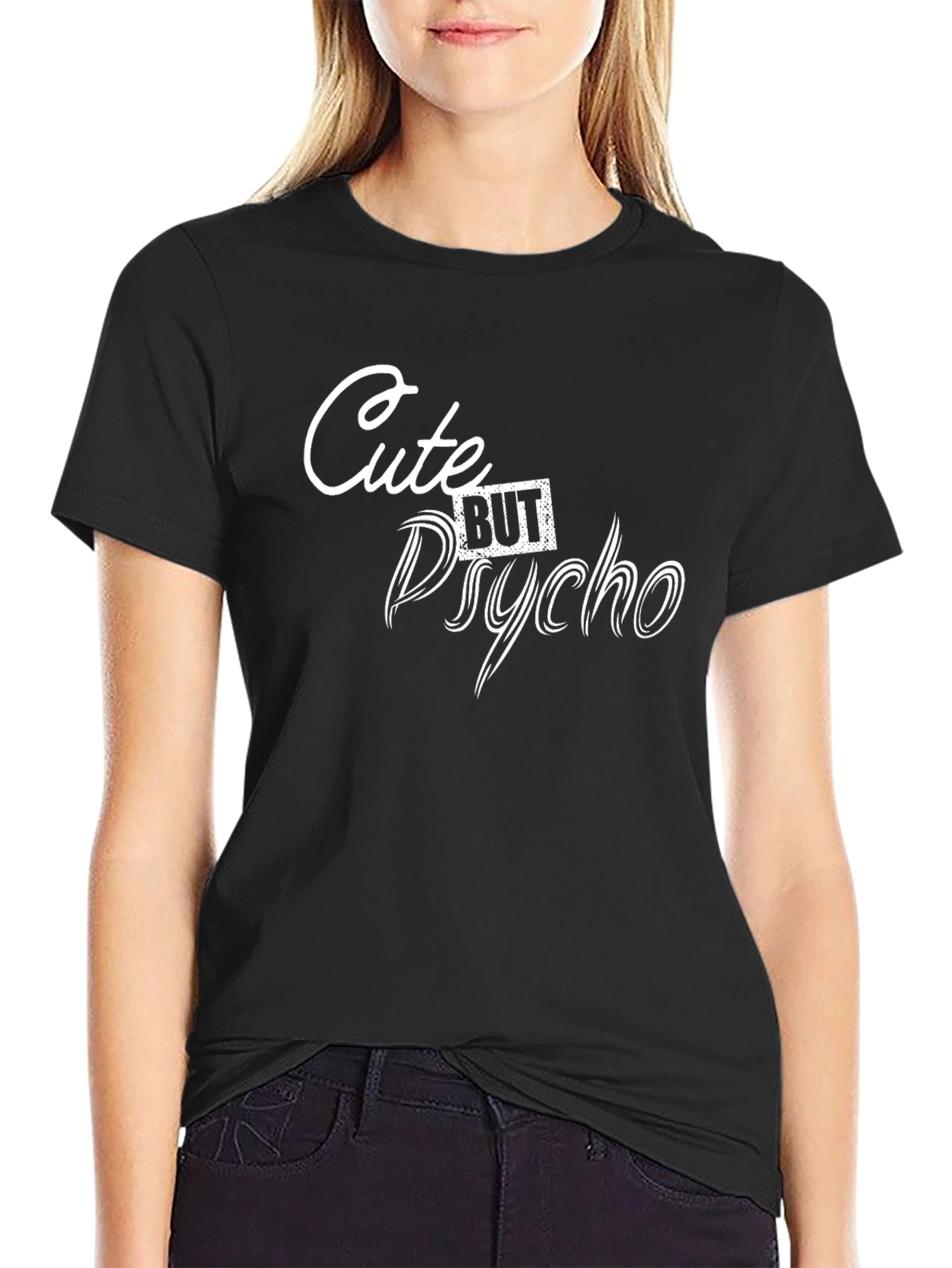 Cute But Psycho Graphic Tee - Black Unisex T-Shirt
