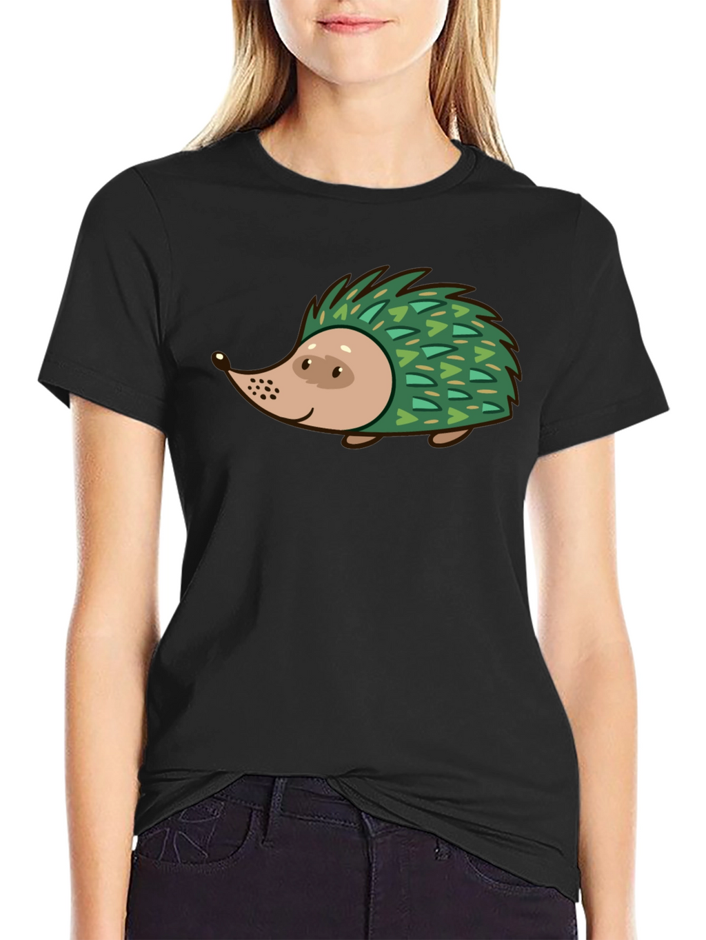 Hedgehog Graphic Tee - Black Cotton T-Shirt