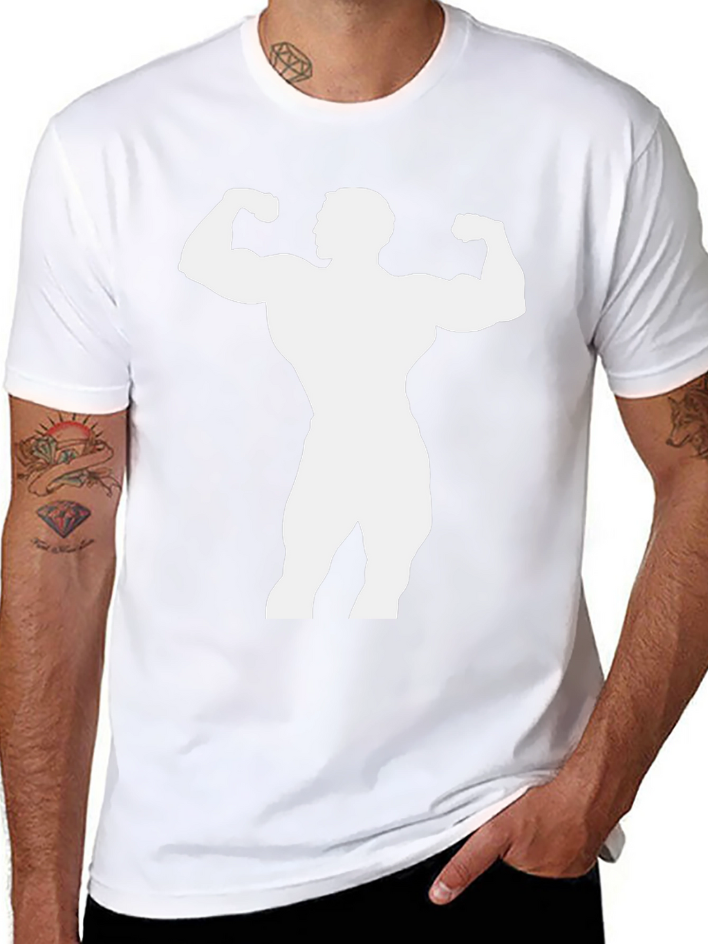 Bodybuilder Graphic Tee - Black Cotton Shirt