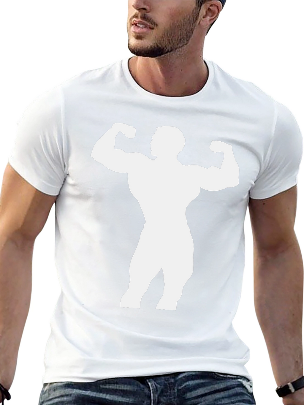 Bodybuilder Graphic Tee - Black Cotton Shirt