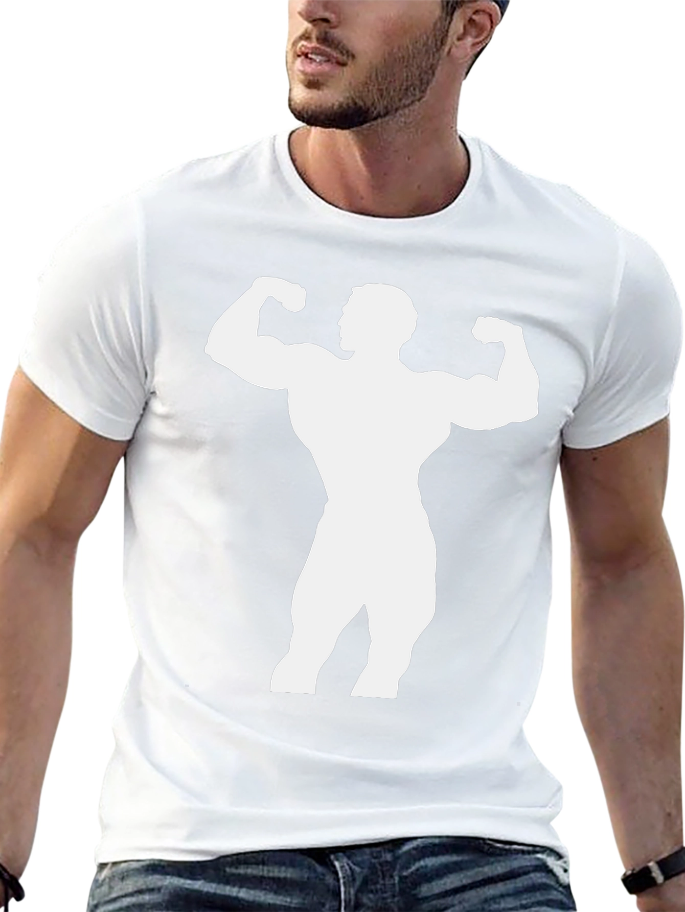 Bodybuilder Graphic Tee - Black Cotton Shirt