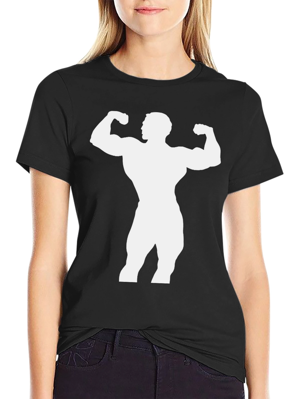 Bodybuilder Graphic Tee - Black Cotton Shirt