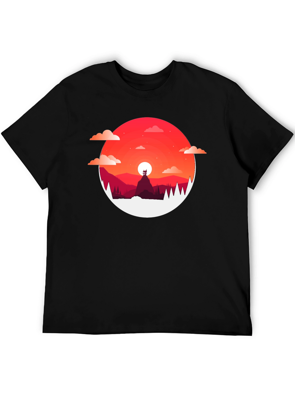 Sunset Mountain Graphic Tee - Stylish Mens T-Shirt