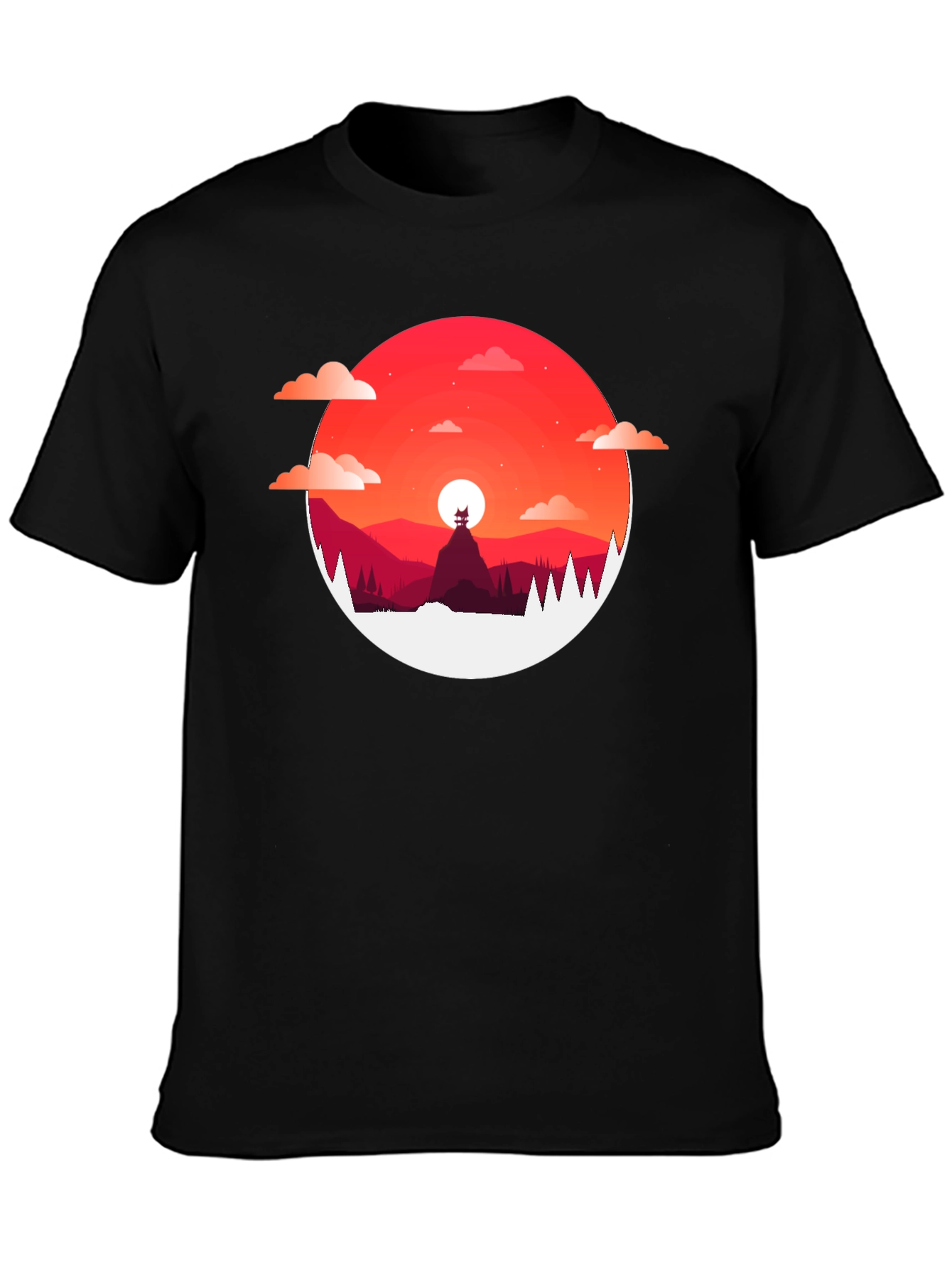 Sunset Mountain Graphic Tee - Stylish Mens T-Shirt