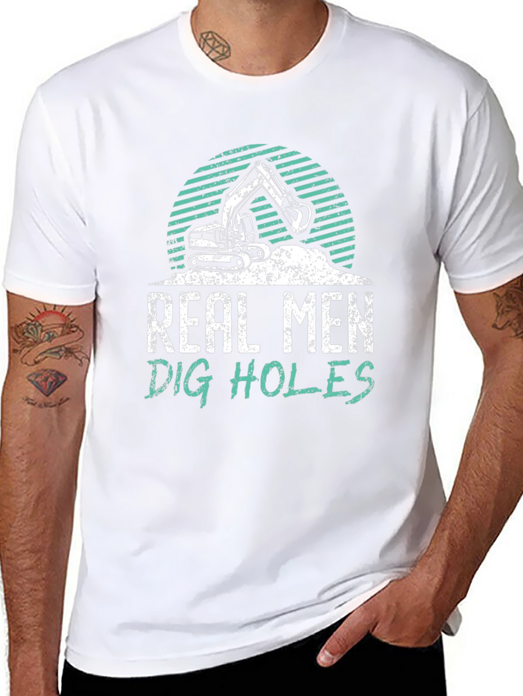 Real Men Dig Holes Graphic Tee Construction T-Shirt