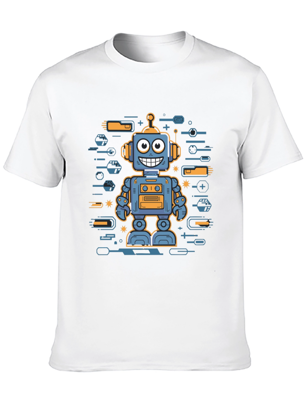 Robot Graphic Print Black T-Shirt