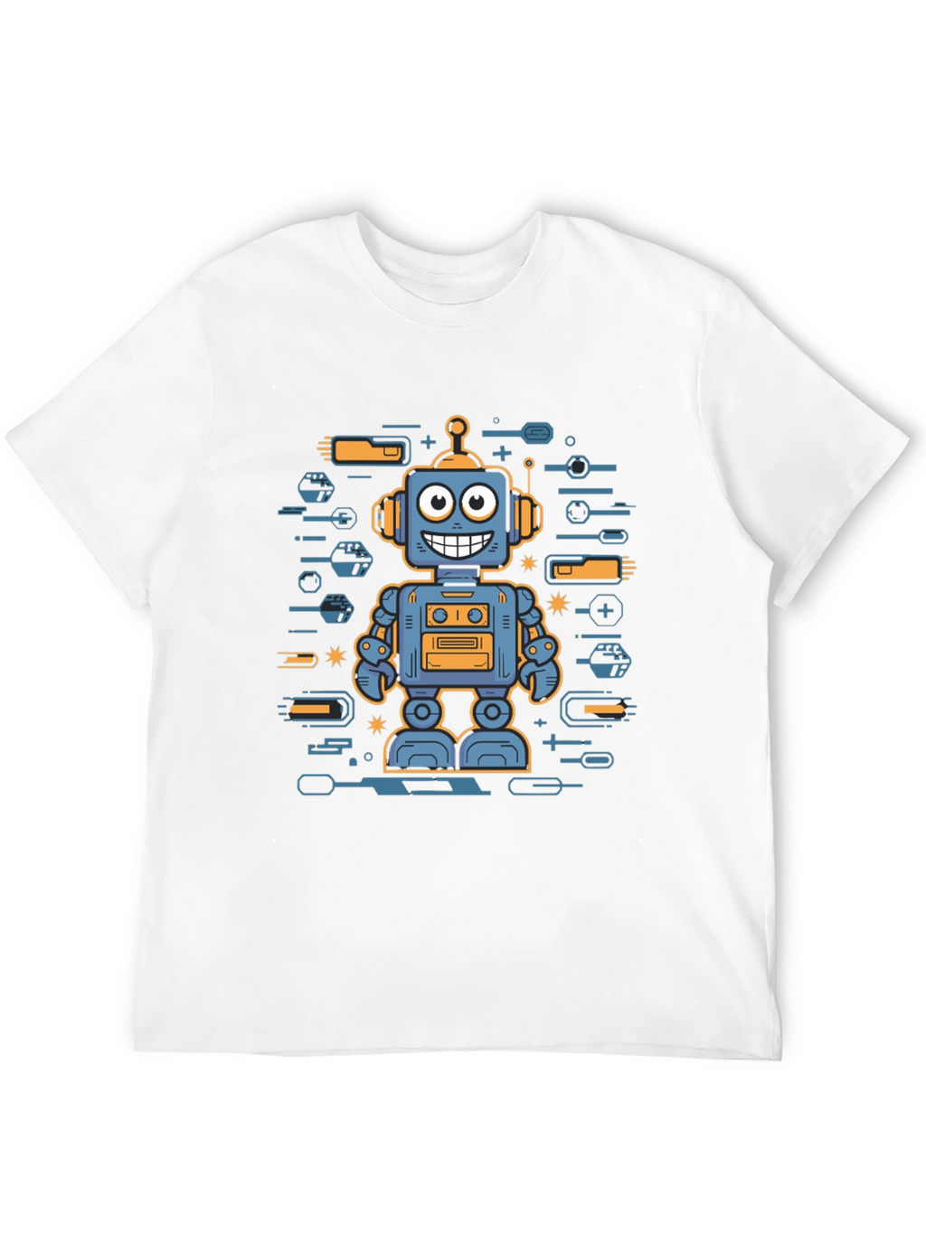 Robot Graphic Print Black T-Shirt