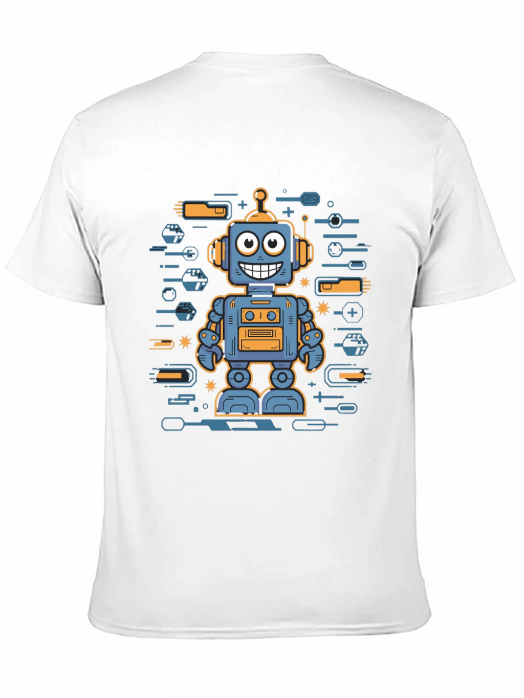 Robot Graphic Print Black T-Shirt