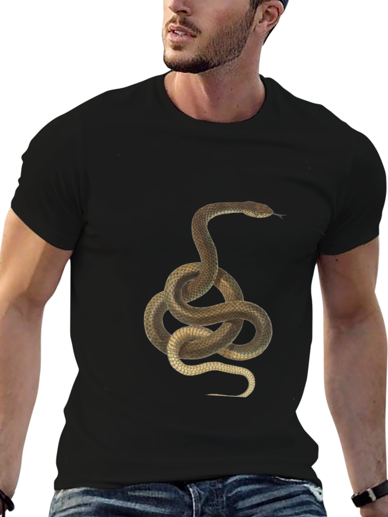 Snake Graphic Print T-Shirt - Classic Black Tee
