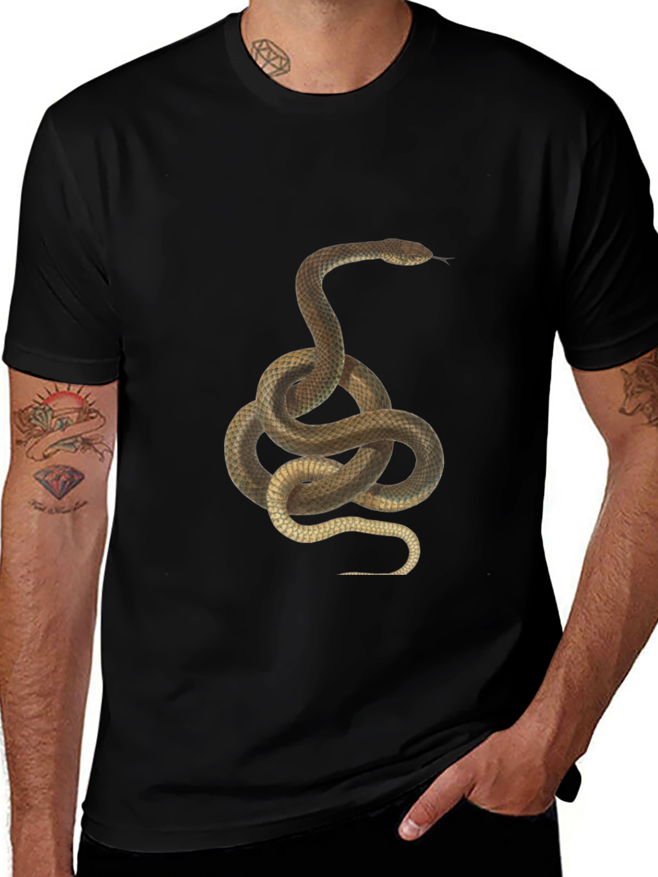 Snake Graphic Print T-Shirt - Classic Black Tee