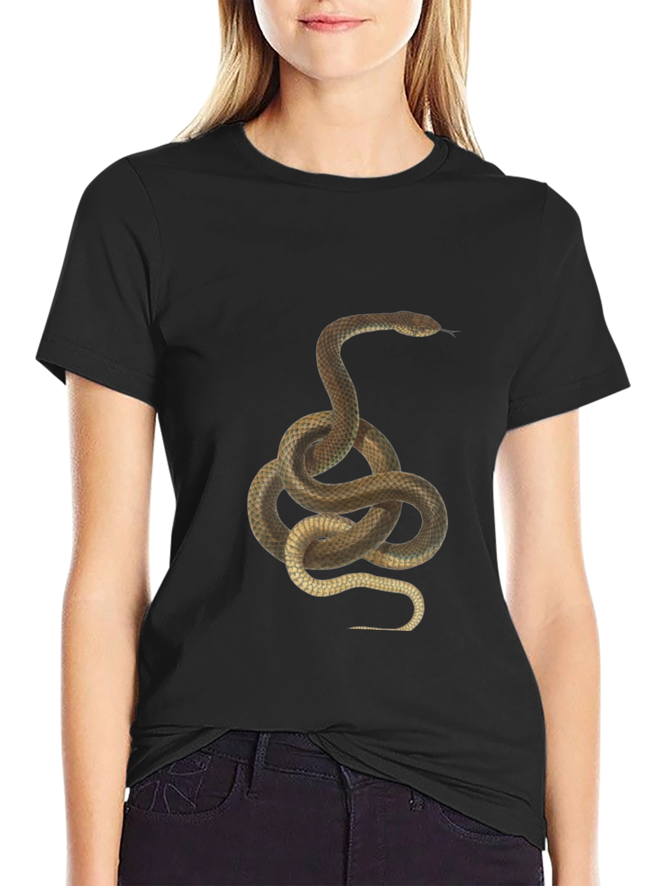 Snake Graphic Print T-Shirt - Classic Black Tee