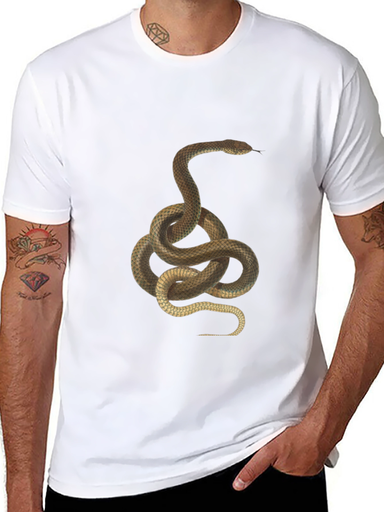 Snake Graphic Print T-Shirt - Classic Black Tee