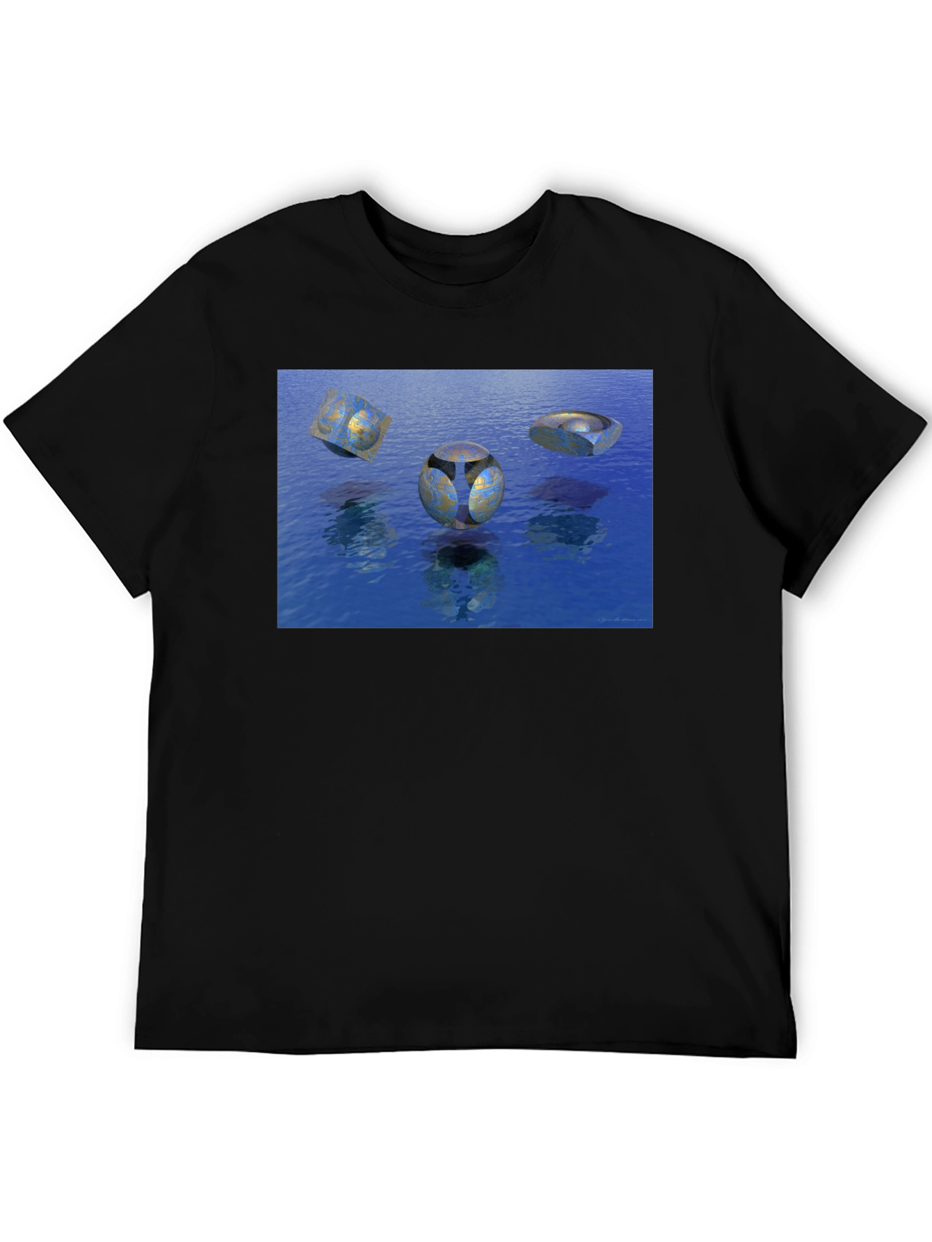 Abstract Water Design Black T-Shirt