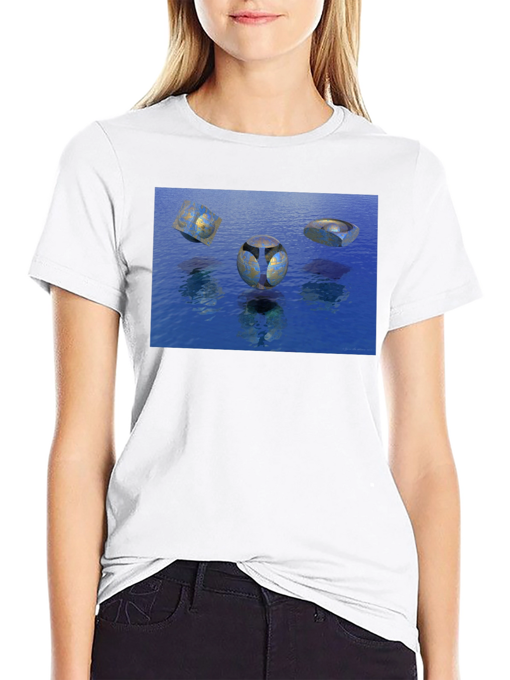 Abstract Water Design Black T-Shirt