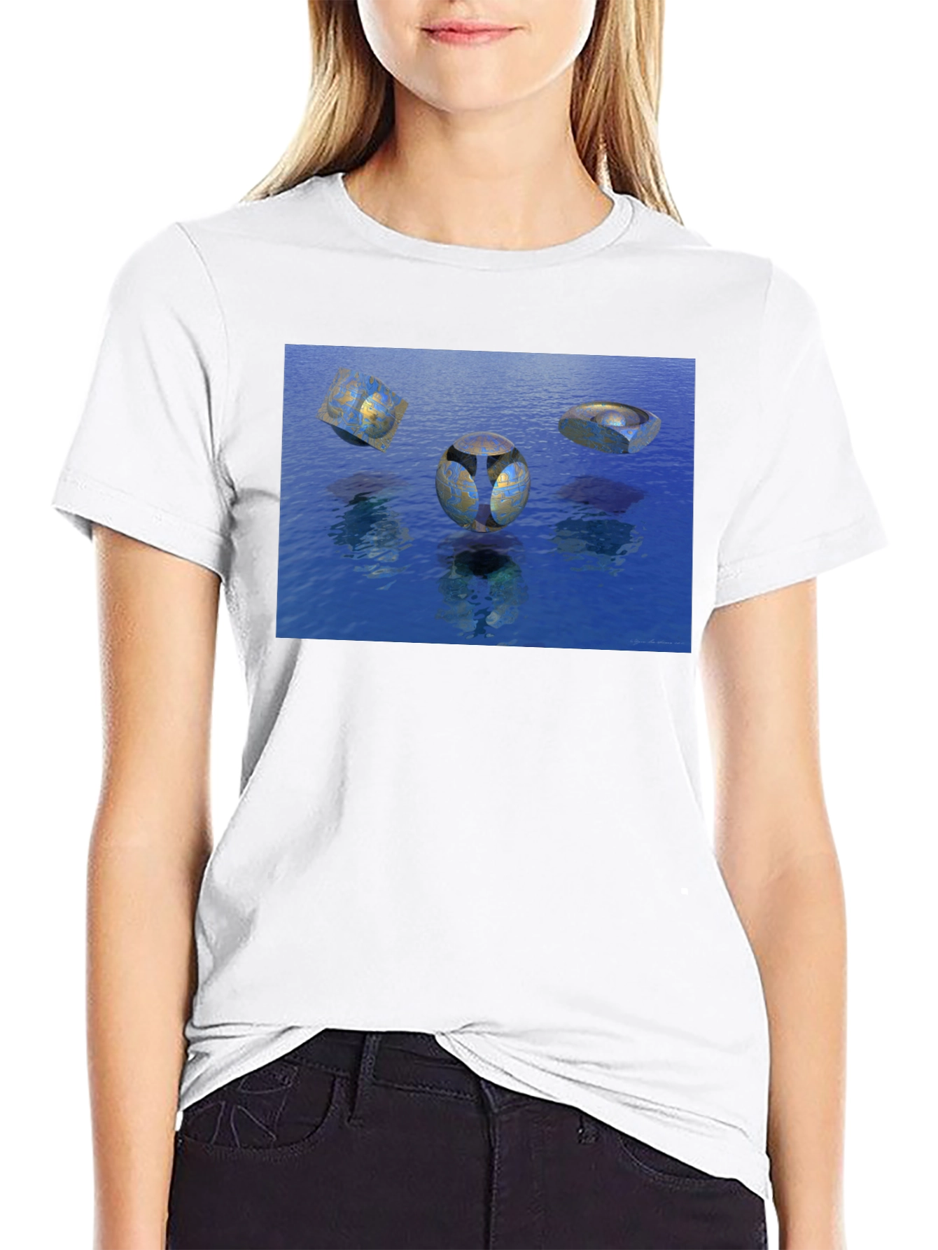 Abstract Water Design Black T-Shirt