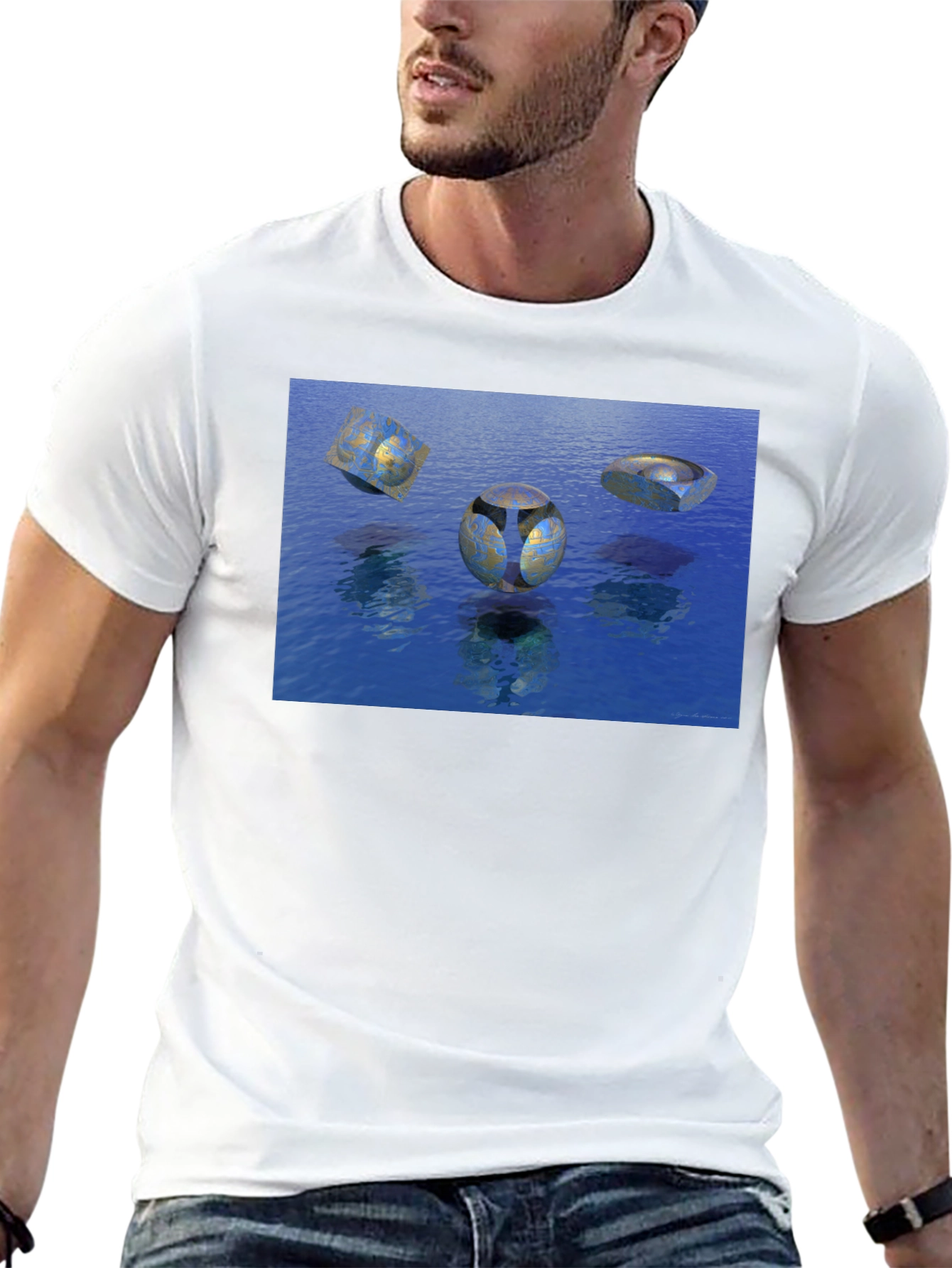 Abstract Water Design Black T-Shirt