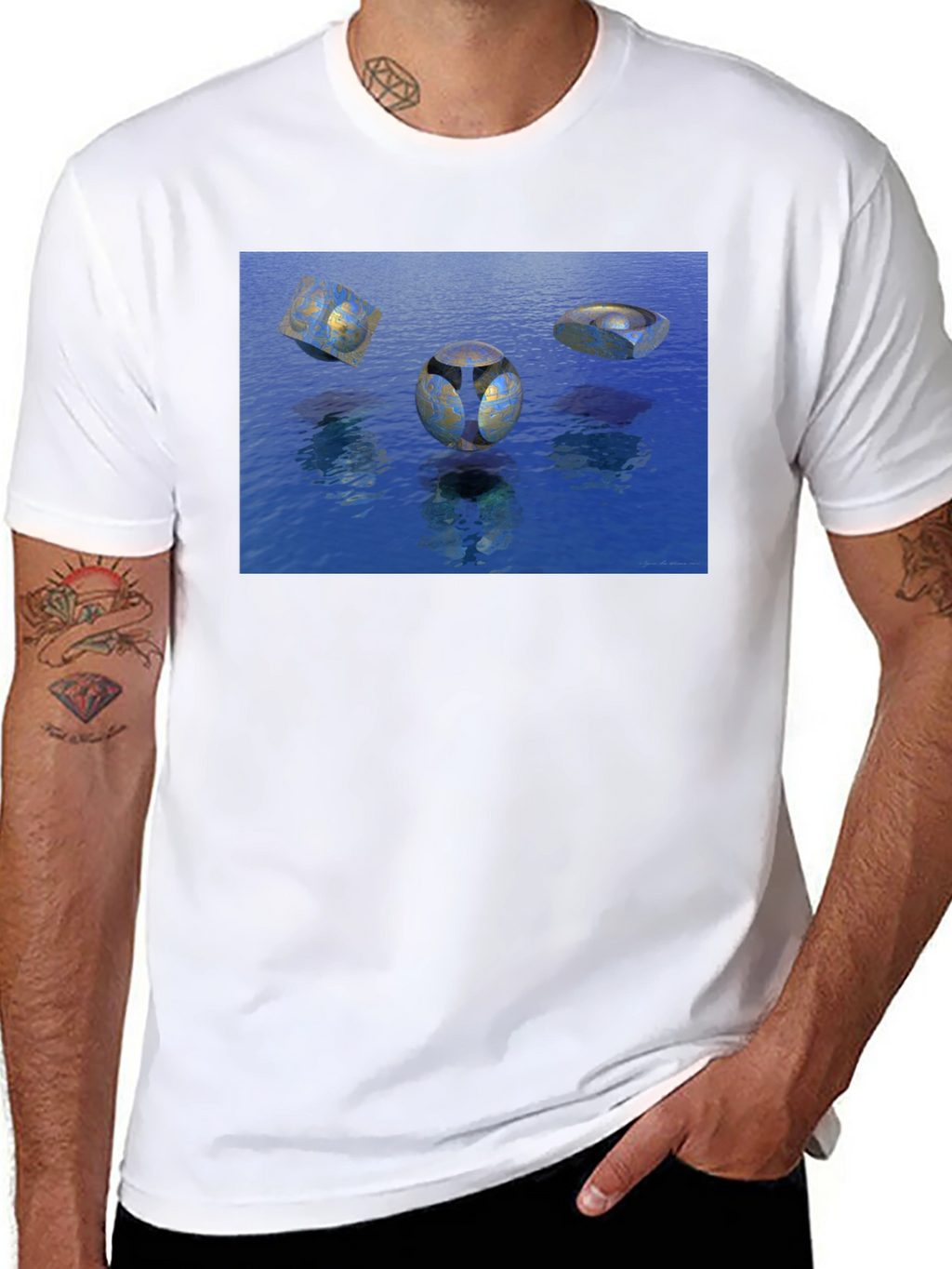 Abstract Water Design Black T-Shirt