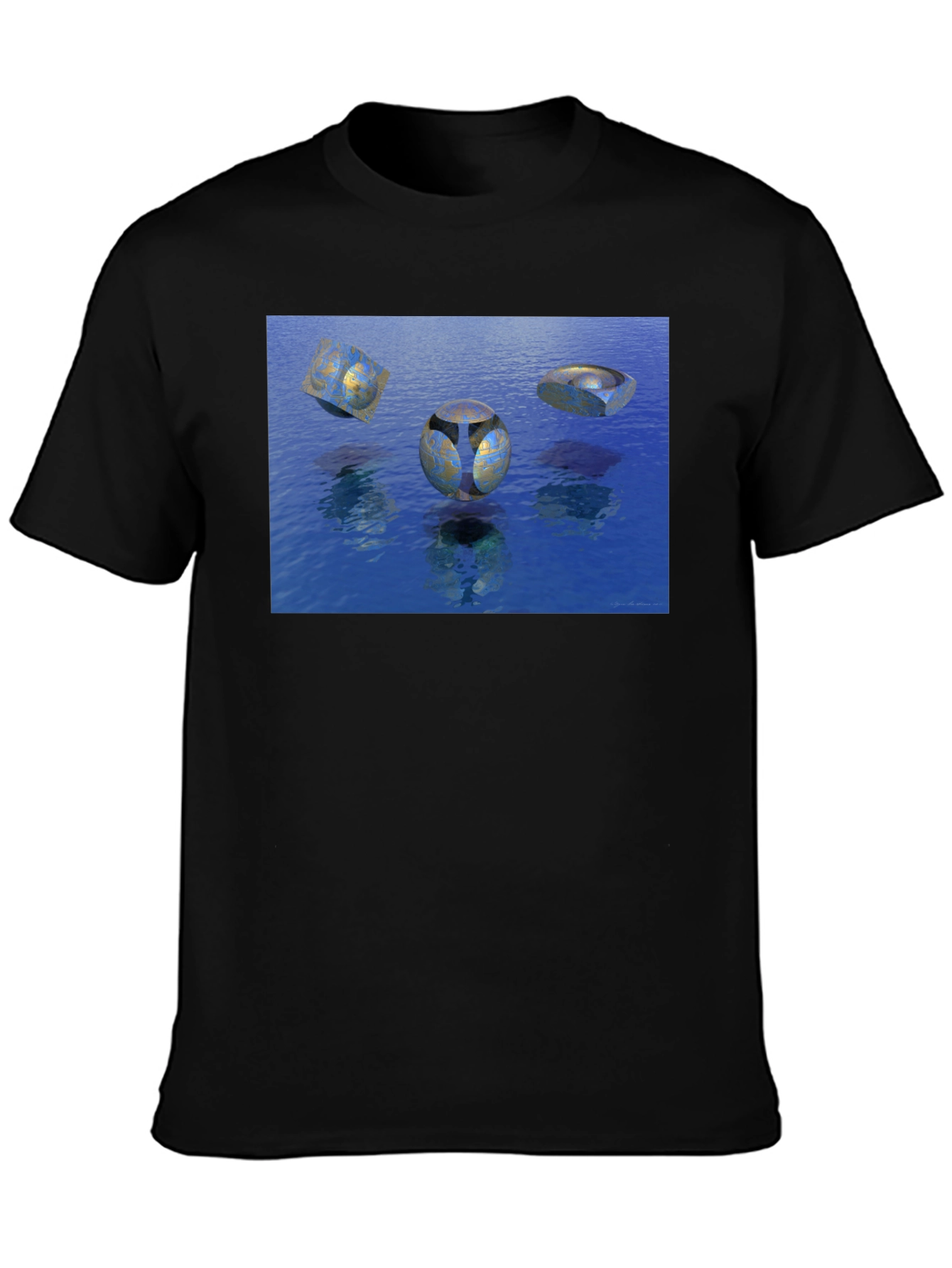 Abstract Water Design Black T-Shirt
