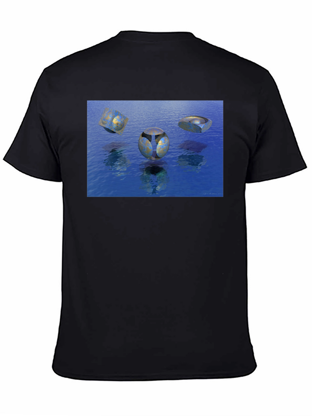 Abstract Water Design Black T-Shirt