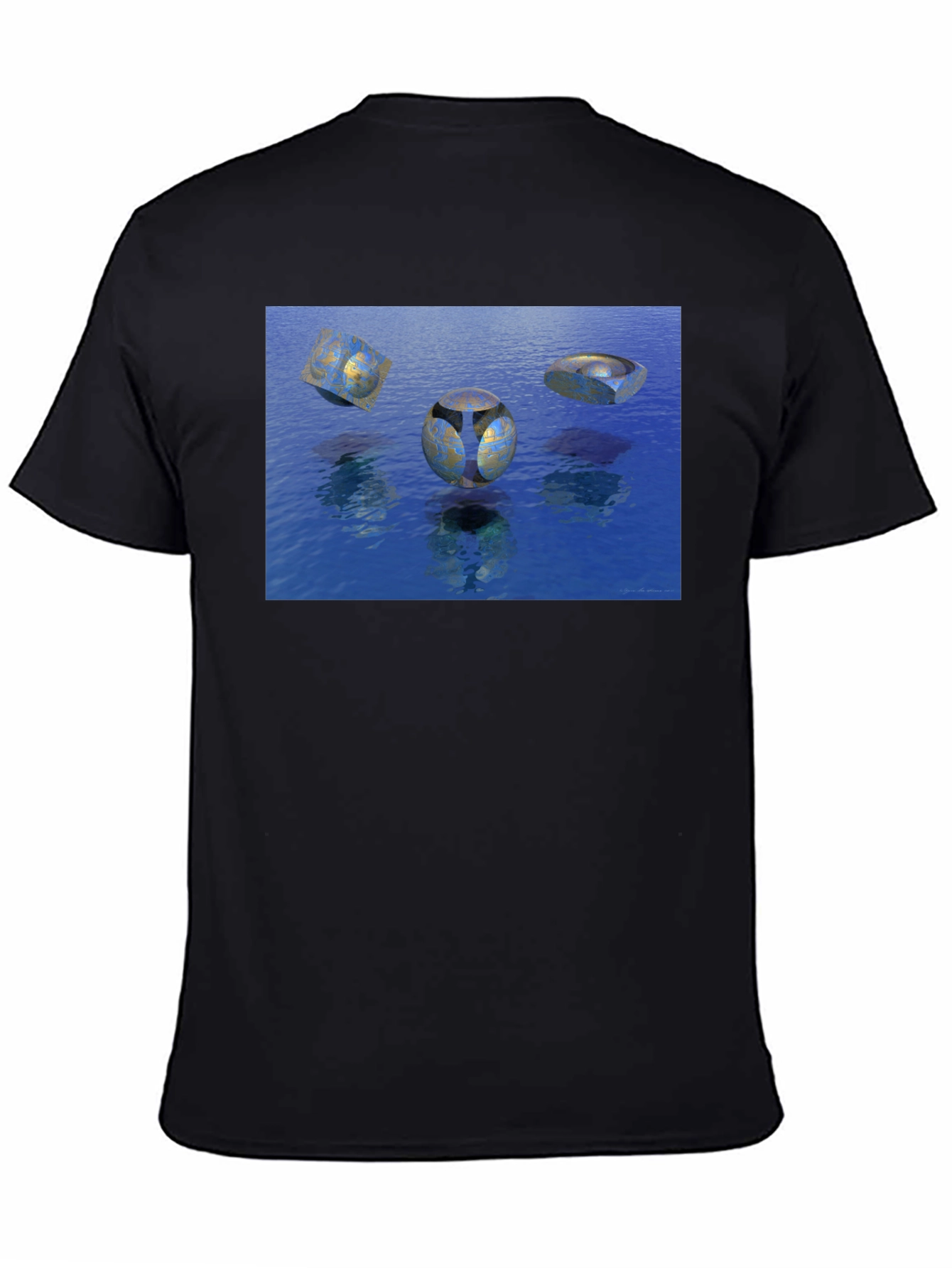 Abstract Water Design Black T-Shirt