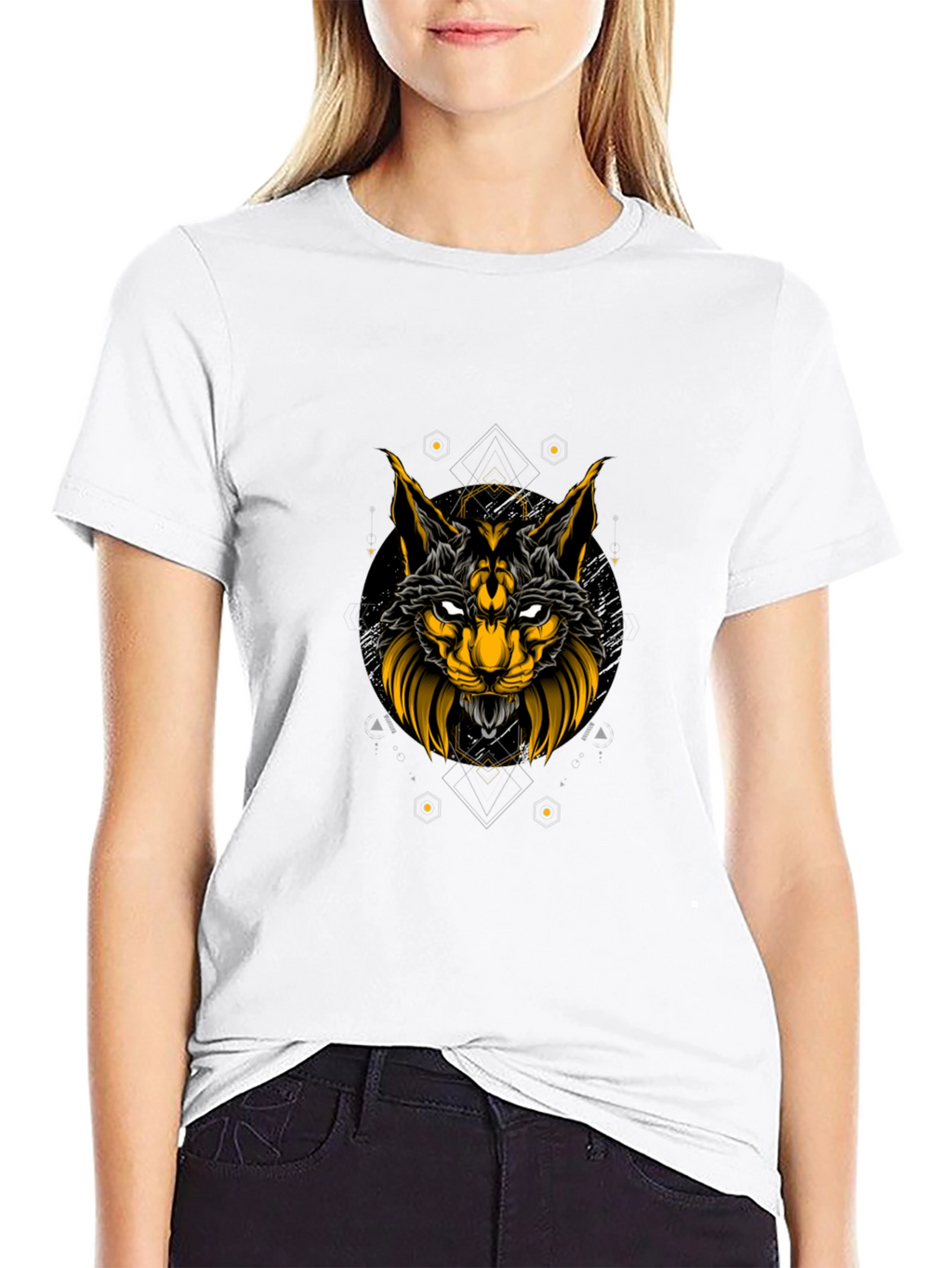 Black T-Shirt with Lynx Graphic