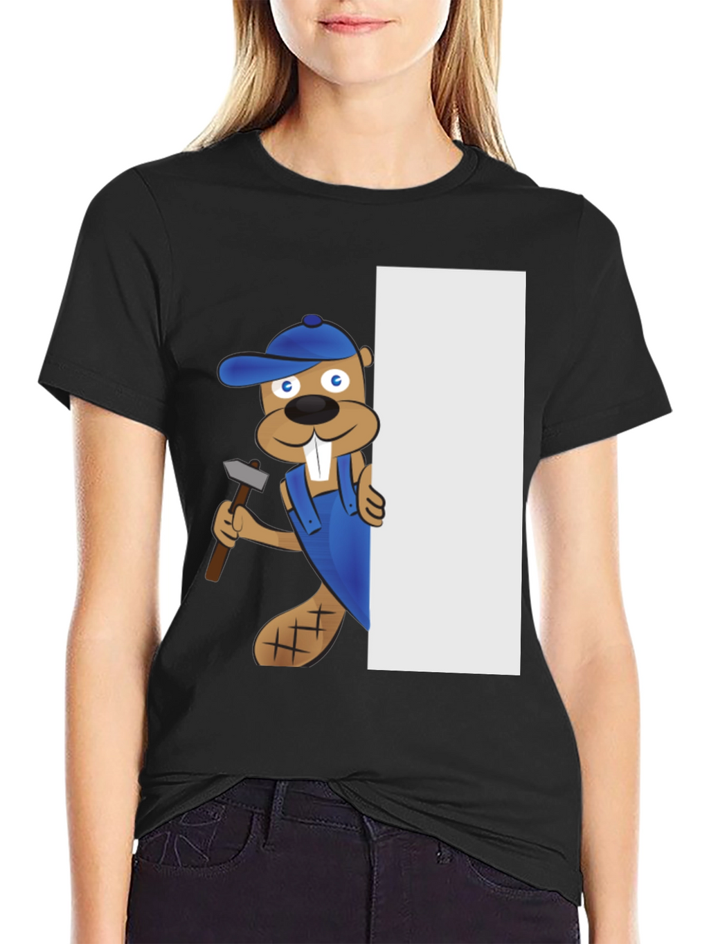 Cartoon Beaver with Hammer Graphic Tee