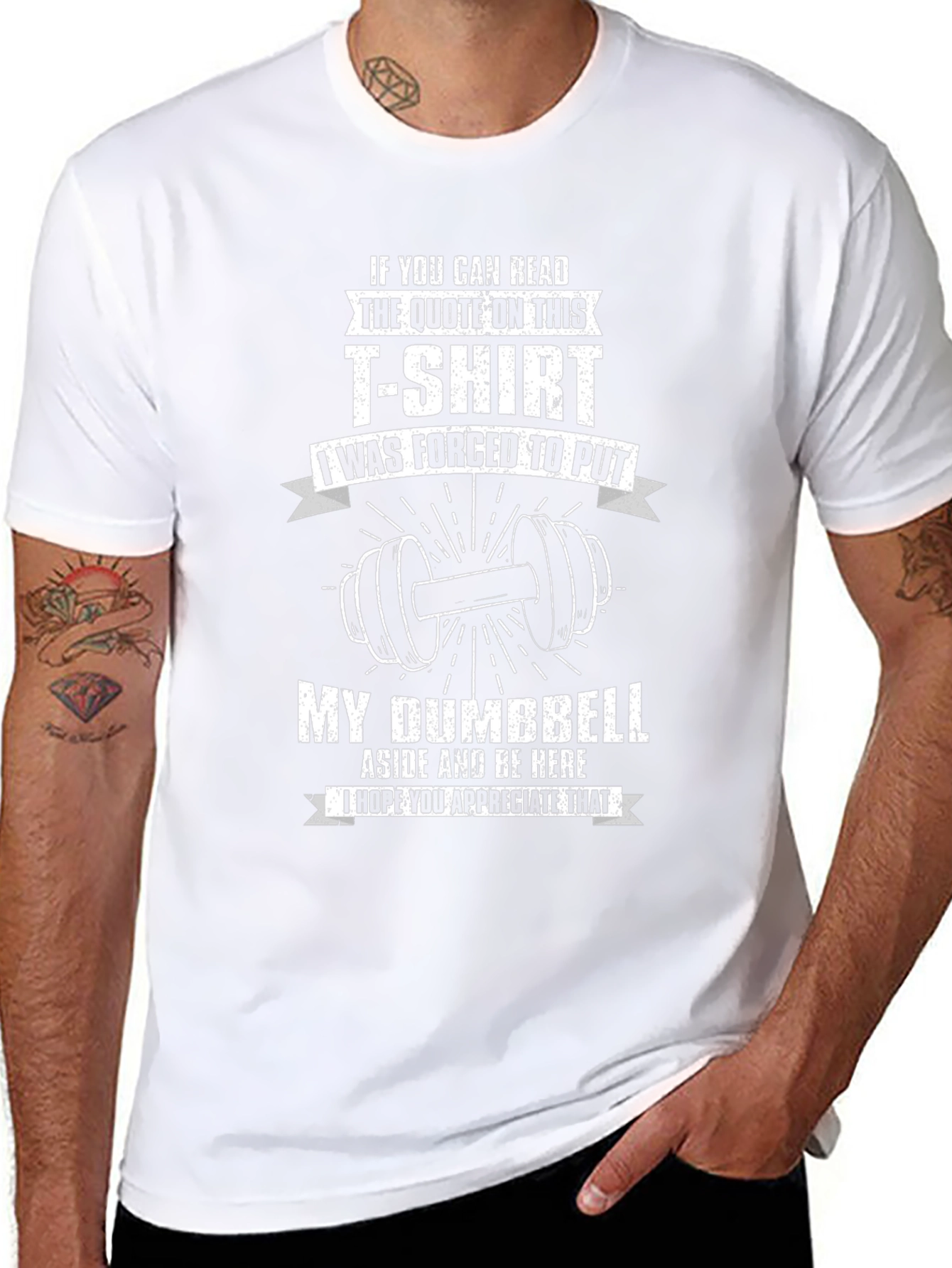 Funny Gym T-Shirt: Dumbbell Aside Black Tee