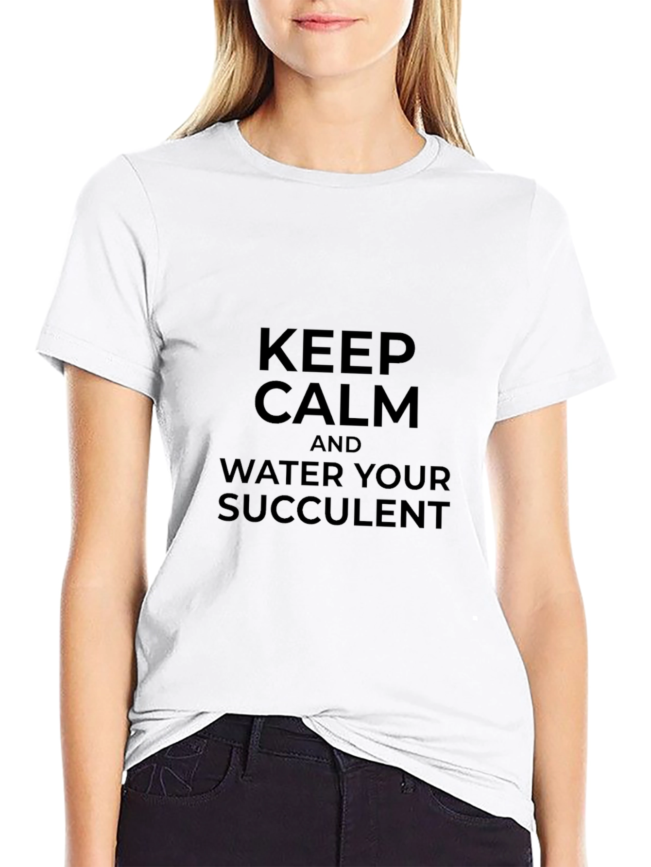 Keep Calm & Water Your Succulent - Black T-Shirt