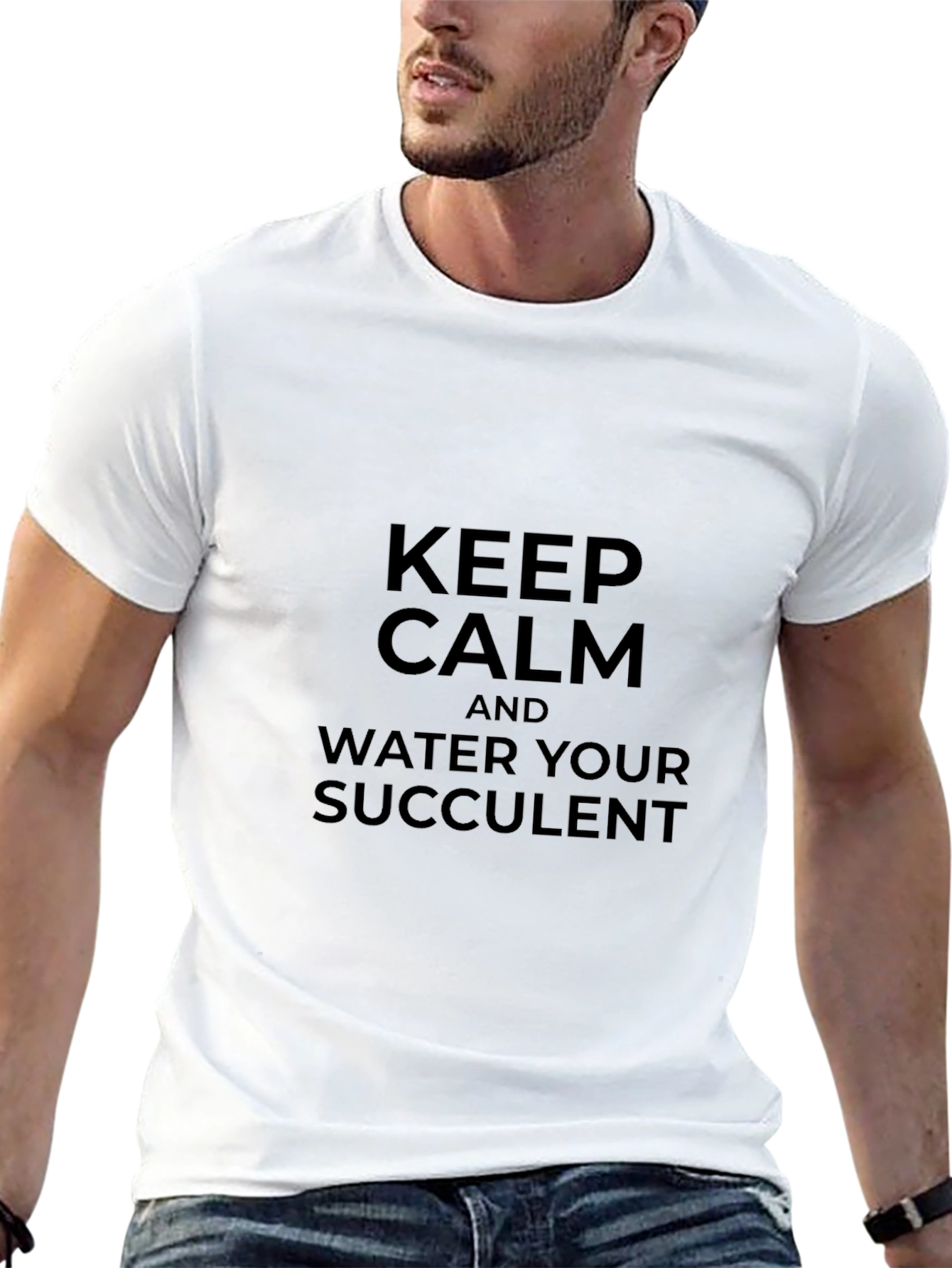 Keep Calm & Water Your Succulent - Black T-Shirt