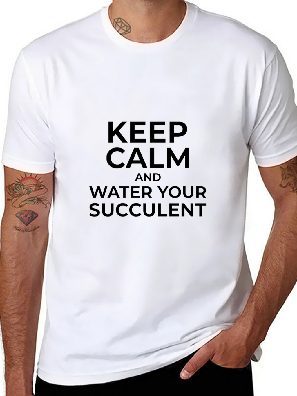 Keep Calm & Water Your Succulent - Black T-Shirt