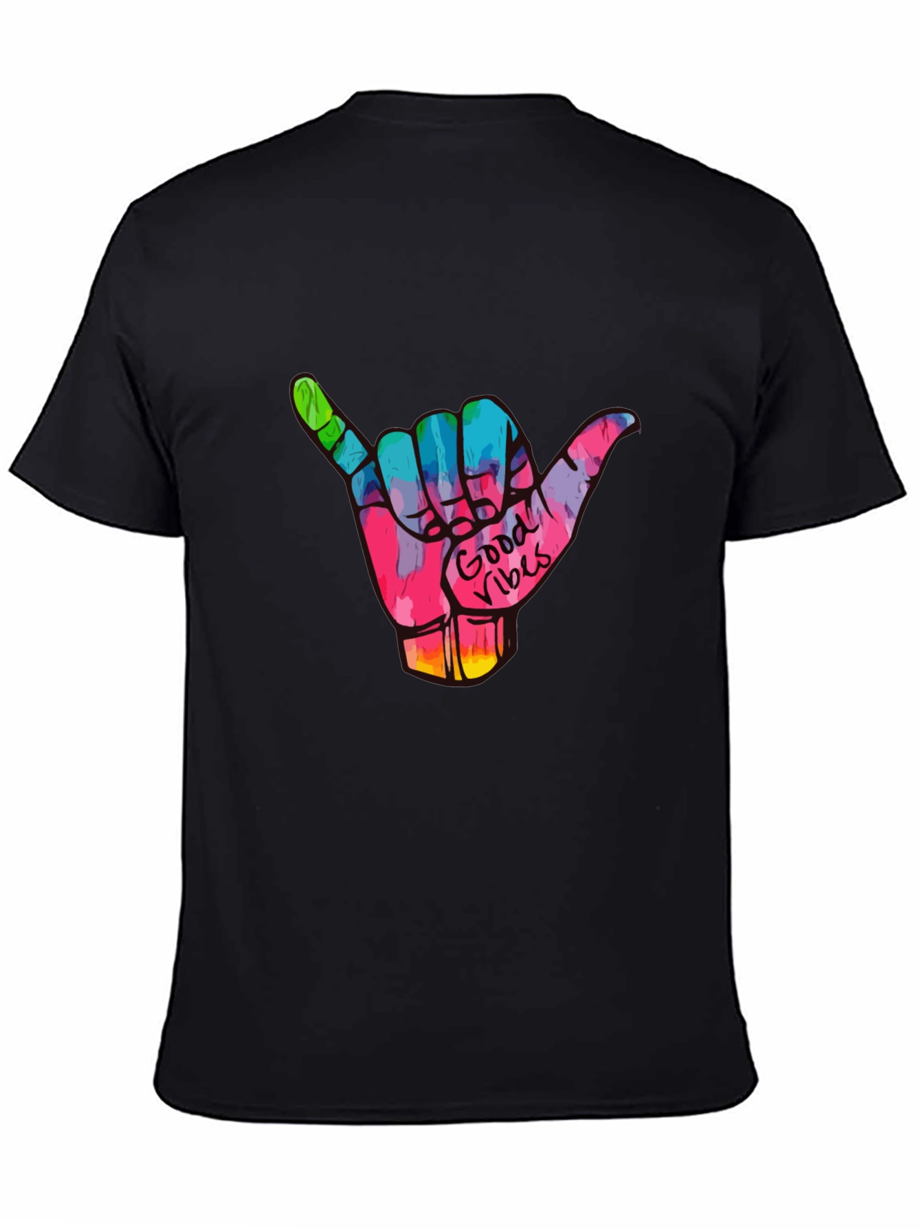 Good Vibes Shaka Hand Graphic Tee - Black