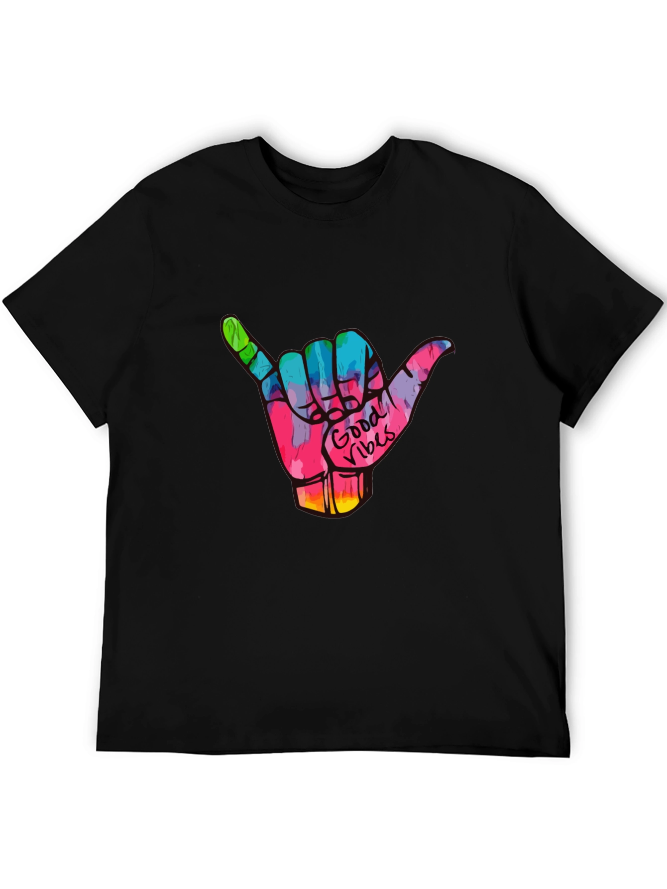 Good Vibes Shaka Hand Graphic Tee - Black