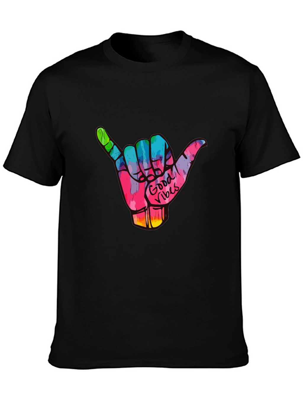 Good Vibes Shaka Hand Graphic Tee - Black