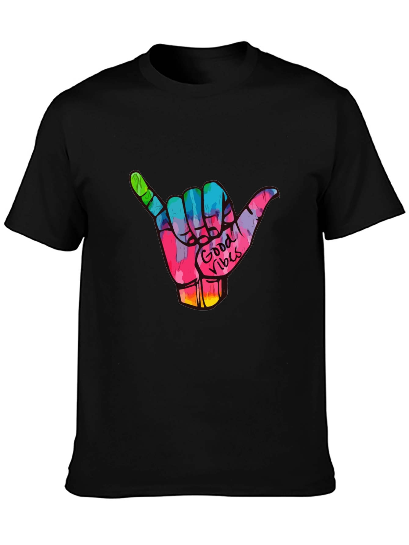 Good Vibes Shaka Hand Graphic Tee - Black