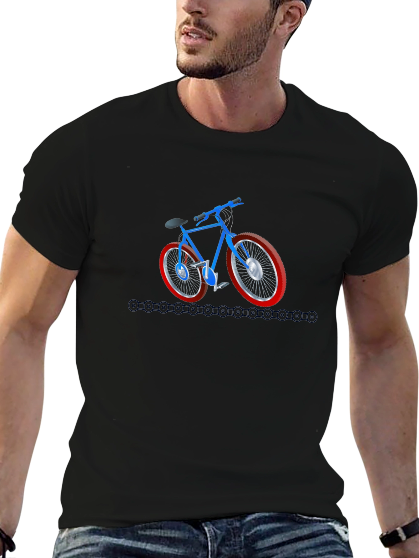 Cool Bicycle Graphic Tee - Black Cotton