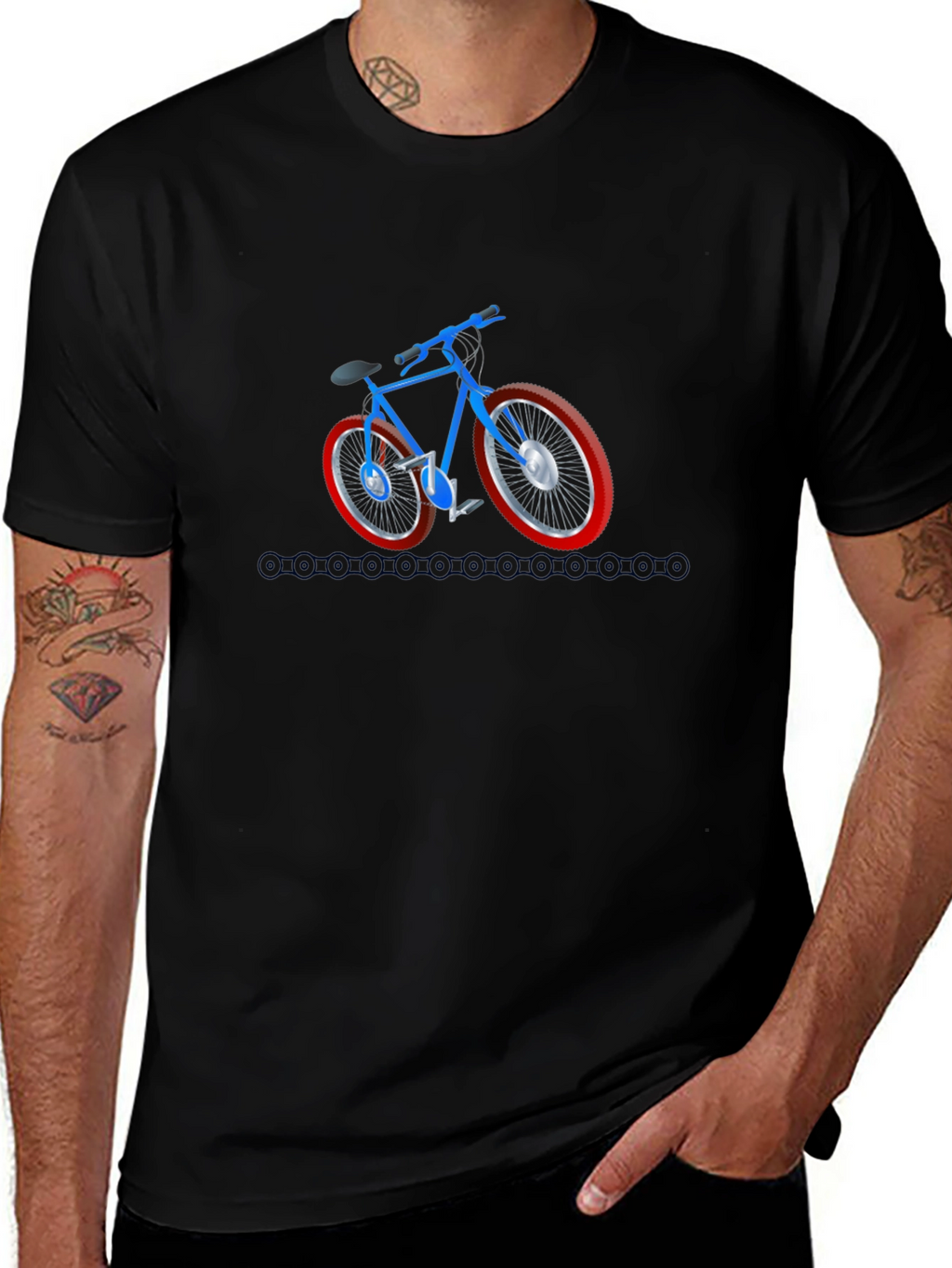 Cool Bicycle Graphic Tee - Black Cotton