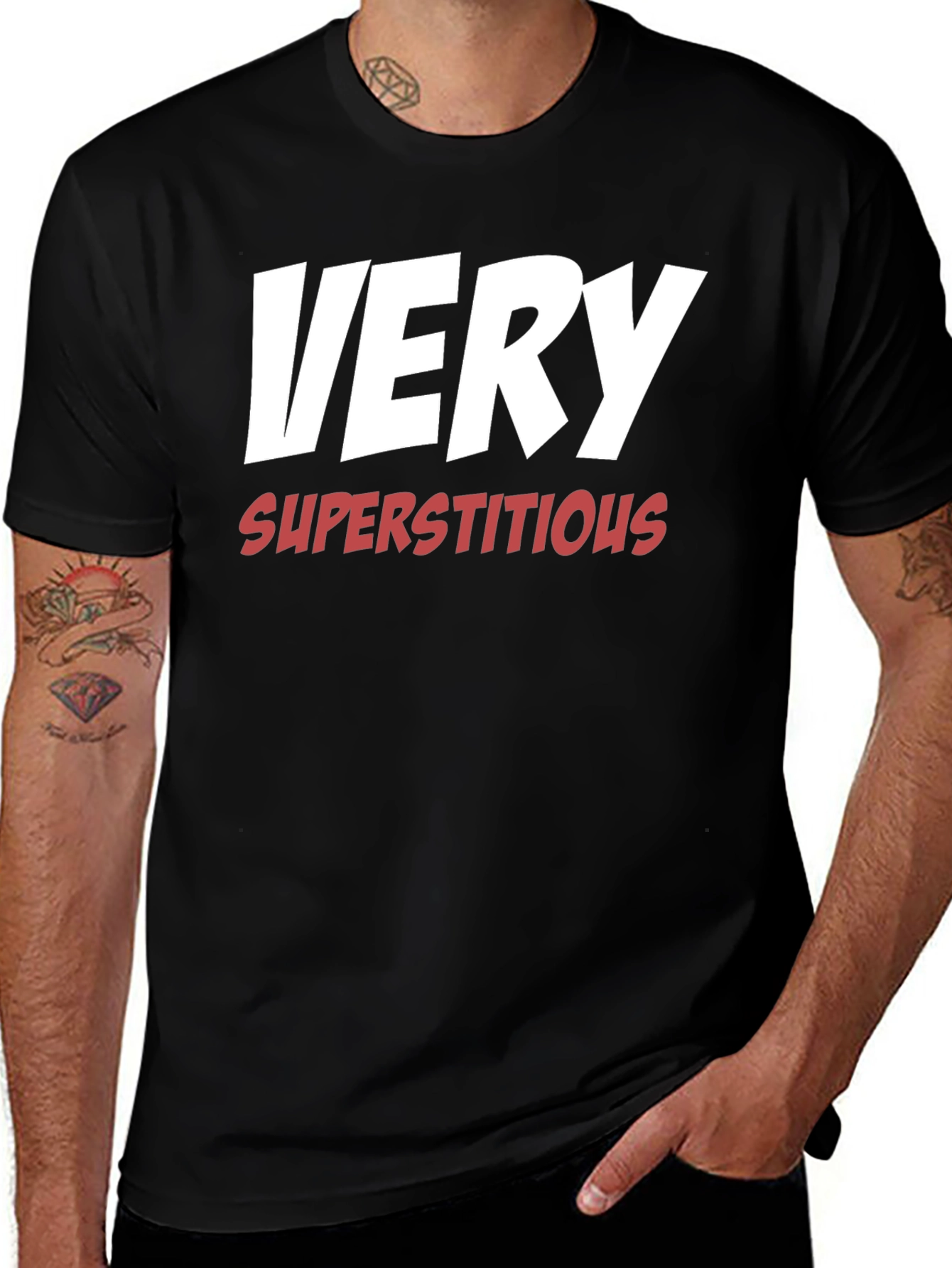 Very Superstitious T-Shirt - Black Cotton Blend