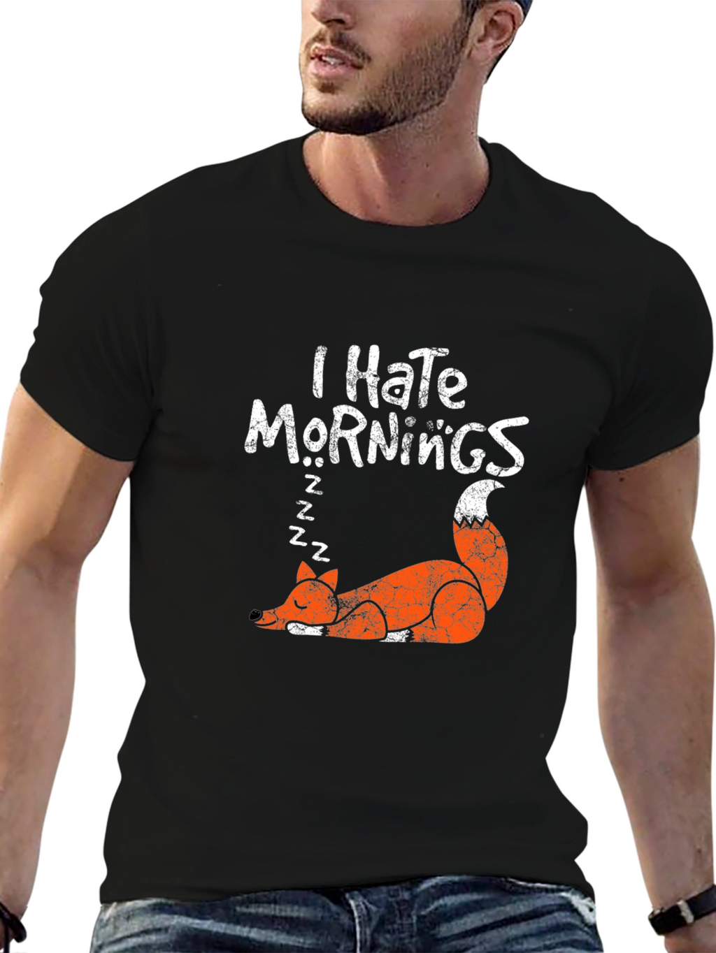 I Hate Mornings Fox Graphic T-Shirt