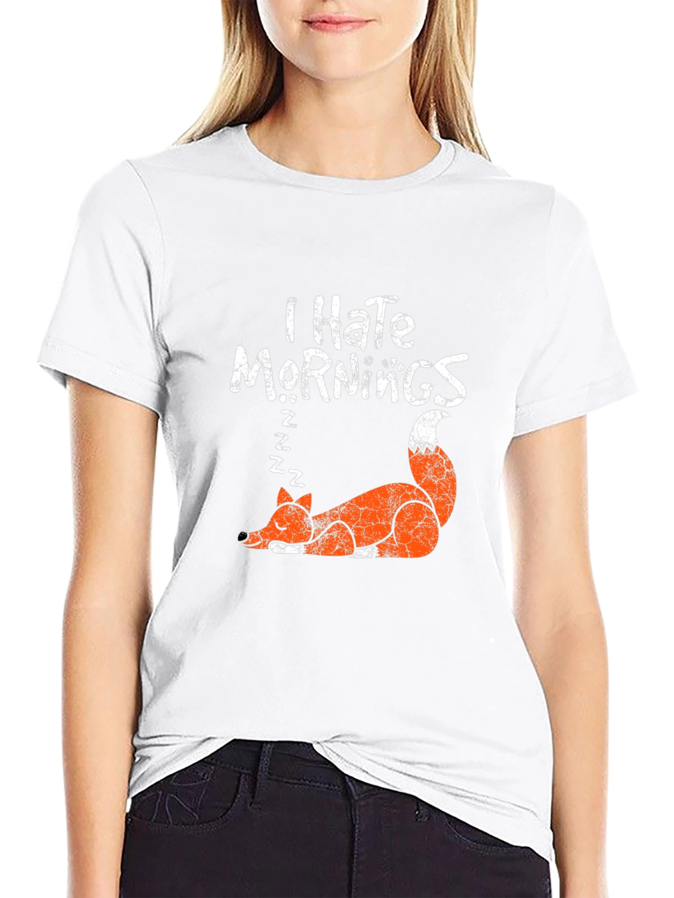 I Hate Mornings Fox Graphic T-Shirt
