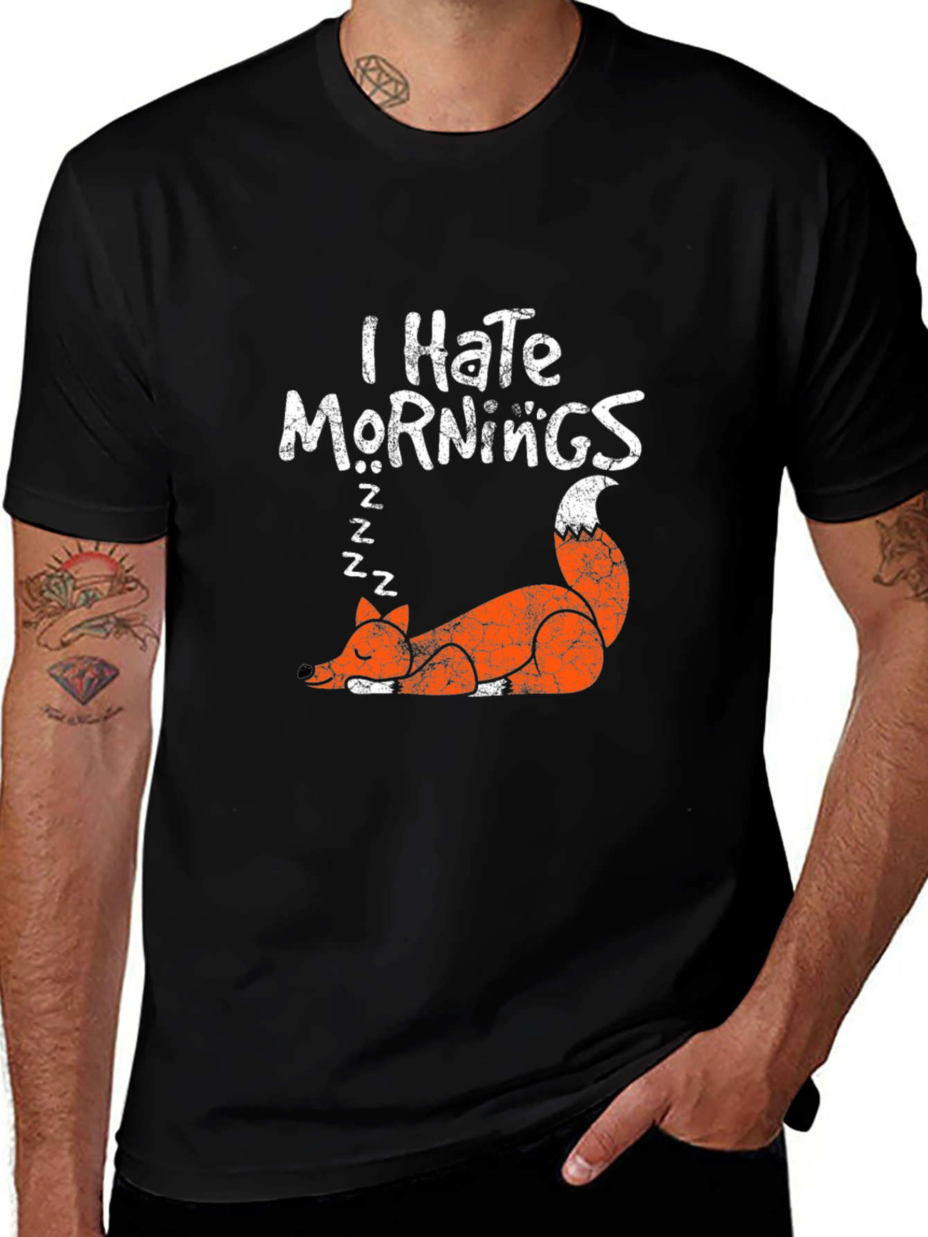 I Hate Mornings Fox Graphic T-Shirt
