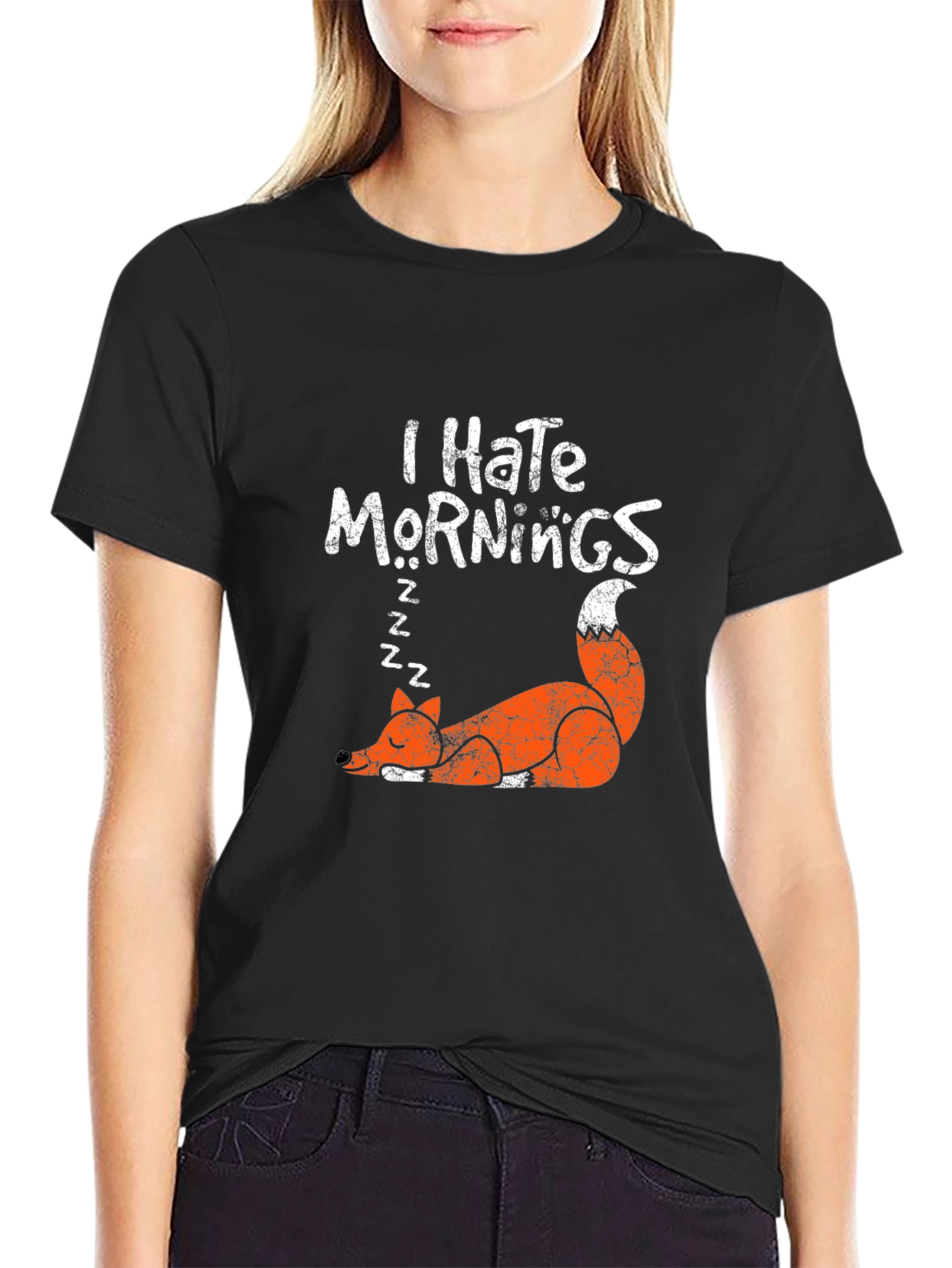 I Hate Mornings Fox Graphic T-Shirt