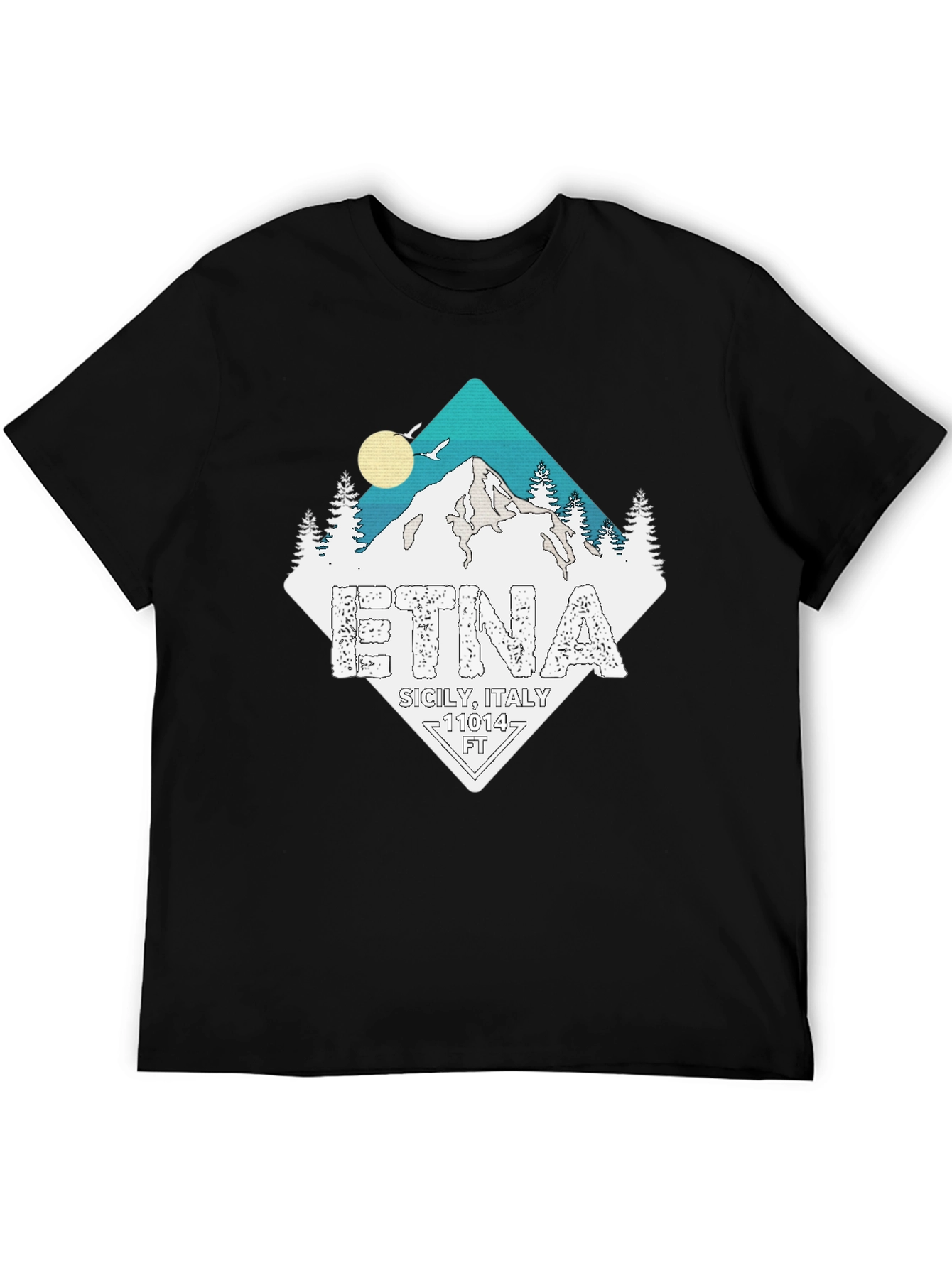 Etna Sicily Italy Black T-Shirt