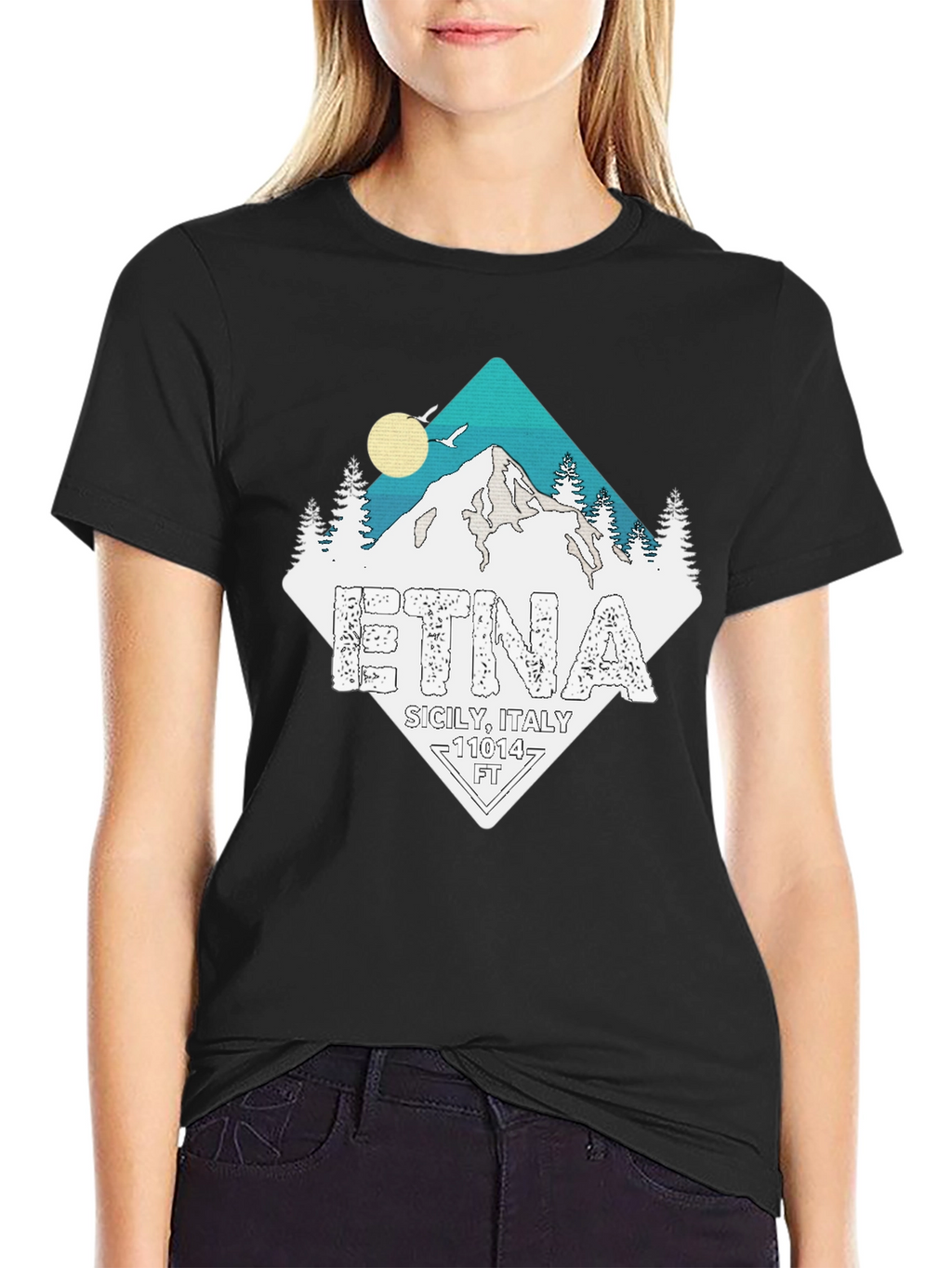 Etna Sicily Italy Black T-Shirt